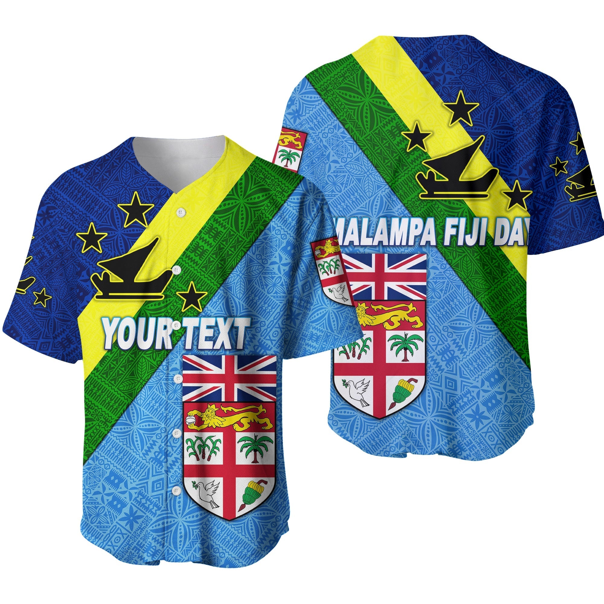 (Custom Personalised) Vanuatu Malampa And Fiji Day Baseball Jersey Simple Style LT8 - Wonder Print Shop