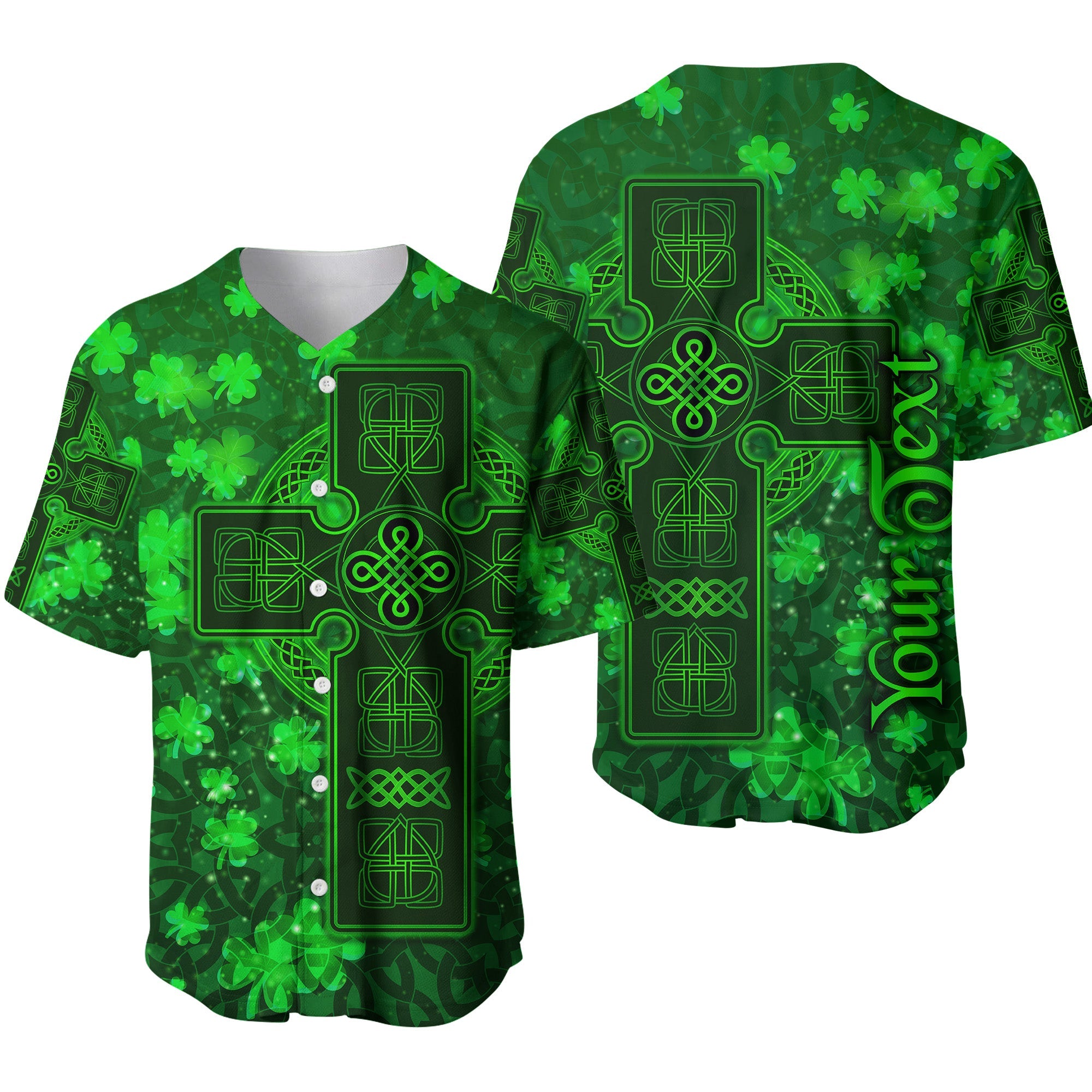 (Custom Personalised) Celtic Cross Baseball Jersey With Shamrock Simple Style LT8 - Wonder Print Shop