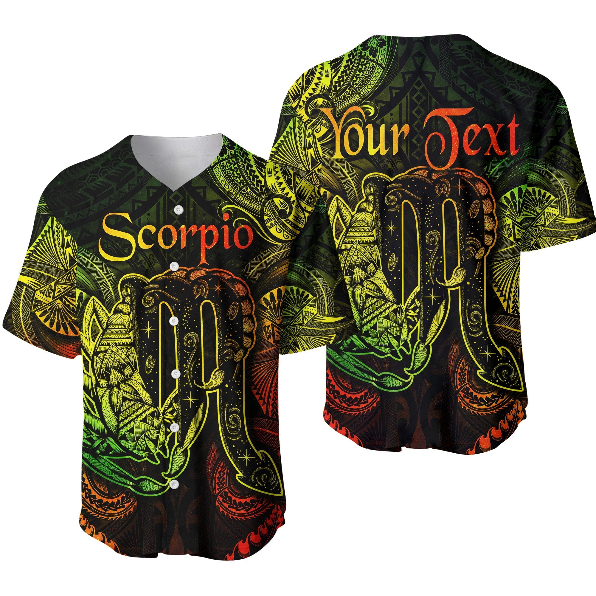 (Custom Personalised) Scorpio Zodiac Polynesian Baseball Jersey Unique Style - Reggae LT8 - Wonder Print Shop