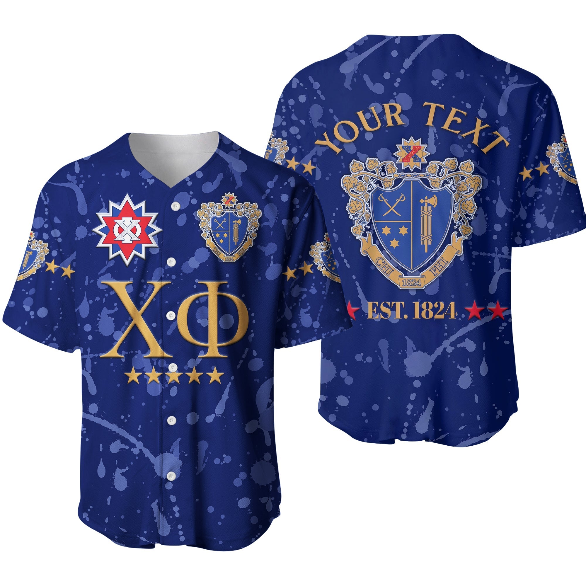 (Custom Personalised) Chi Phi Baseball Jersey Original Style Blue LT8 - Wonder Print Shop