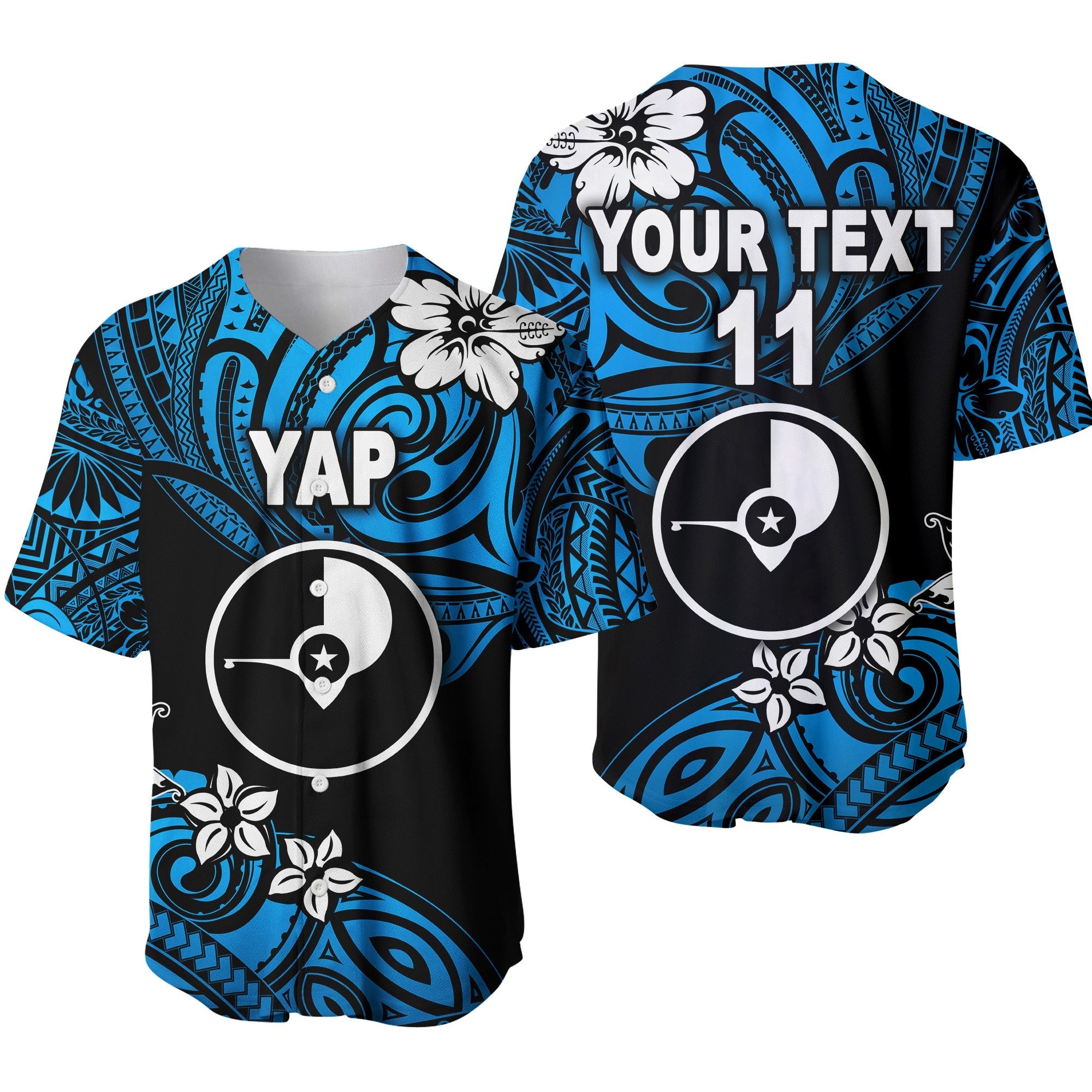 (Custom Personalised) FSM Yap Baseball Jersey Unique Vibes - Blue LT8 - Wonder Print Shop