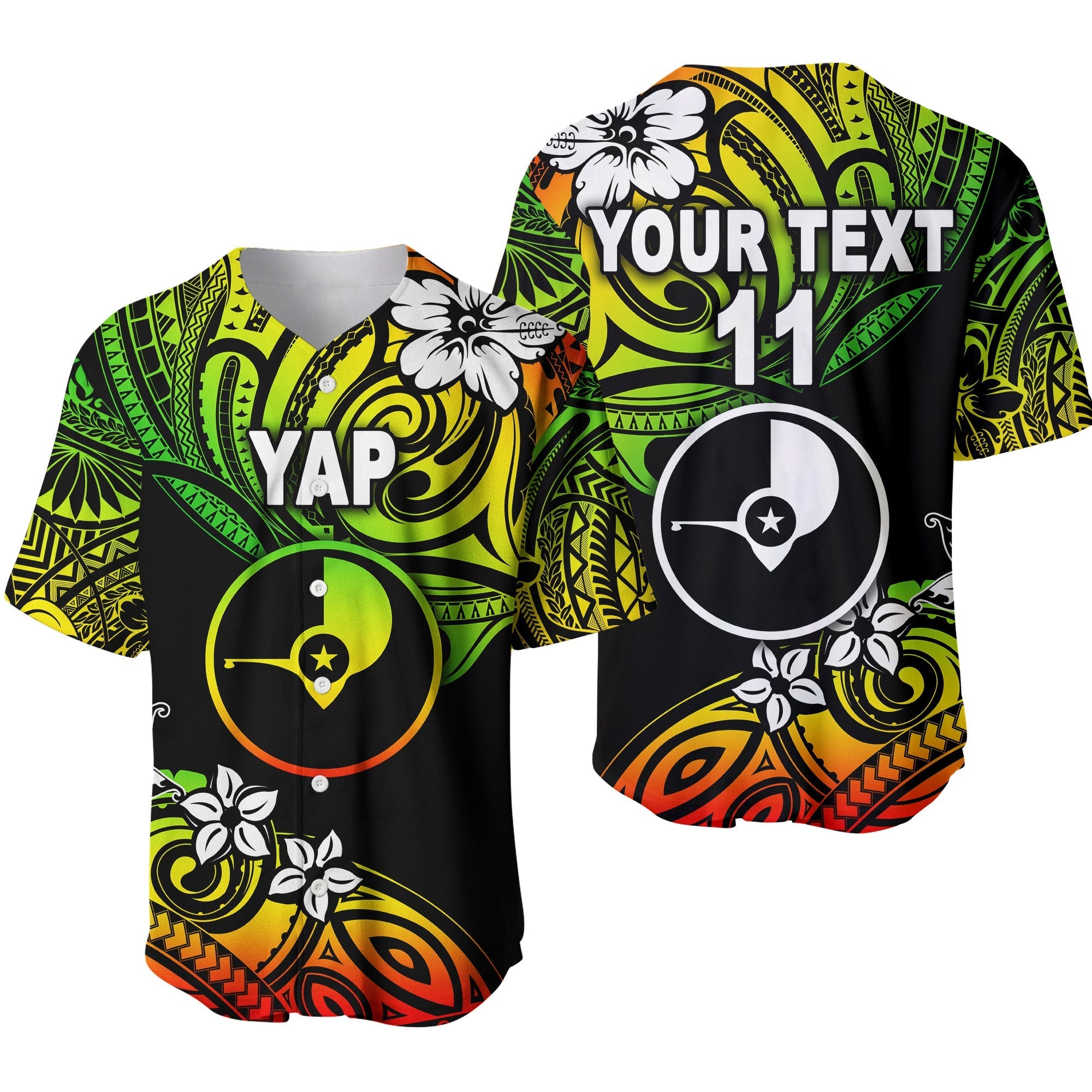 (Custom Personalised) FSM Yap Baseball Jersey Unique Vibes - Reggae LT8 - Wonder Print Shop