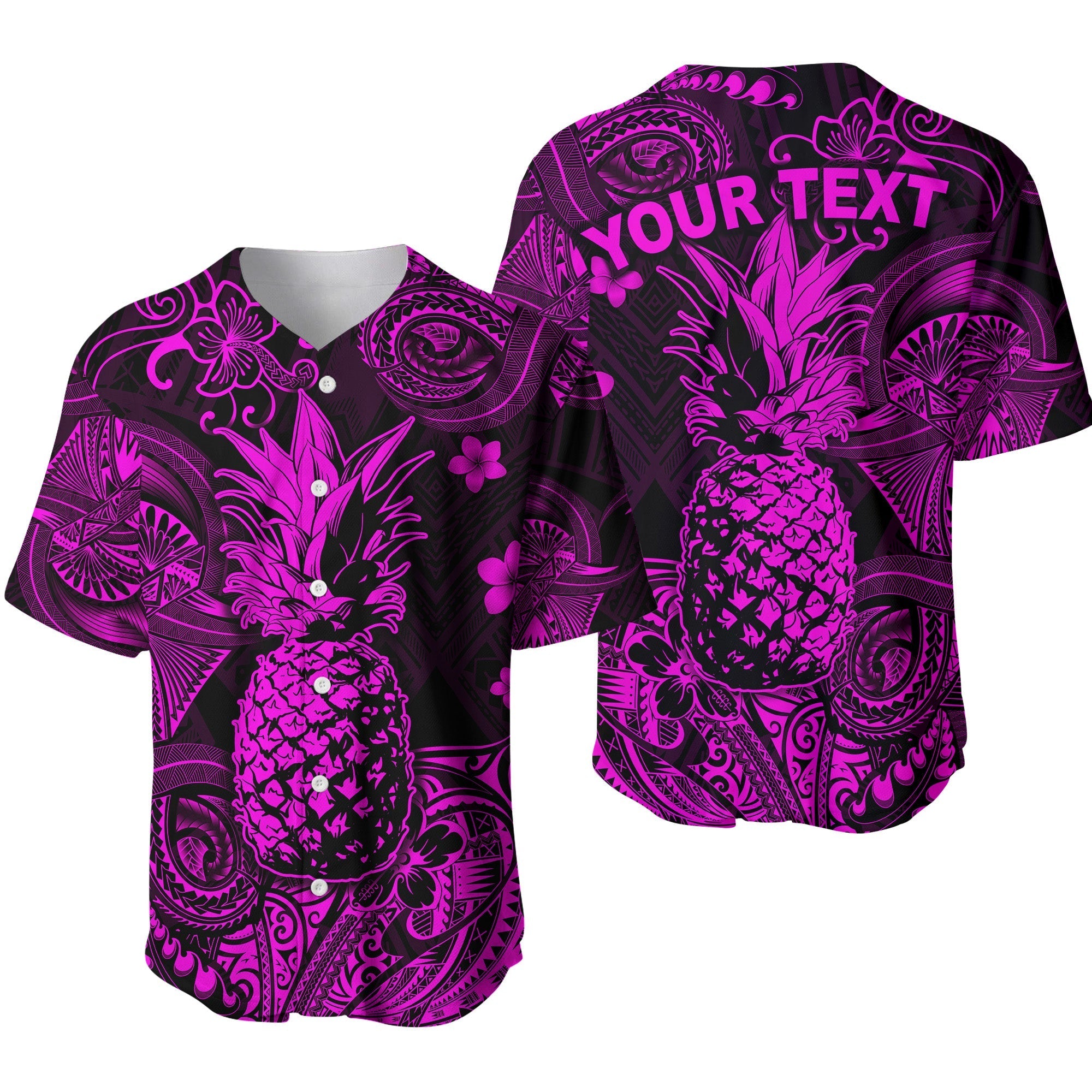 (Custom Personalised) Hawaii Pineapple Polynesian Baseball Jersey Unique Style - Pink LT8 - Wonder Print Shop