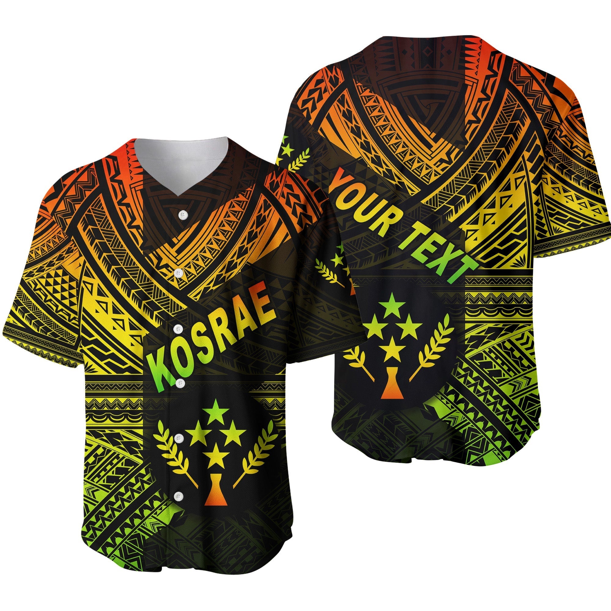 (Custom Personalised) FSM Kosrae Baseball Jersey Original Style - Reggae LT8 - Wonder Print Shop