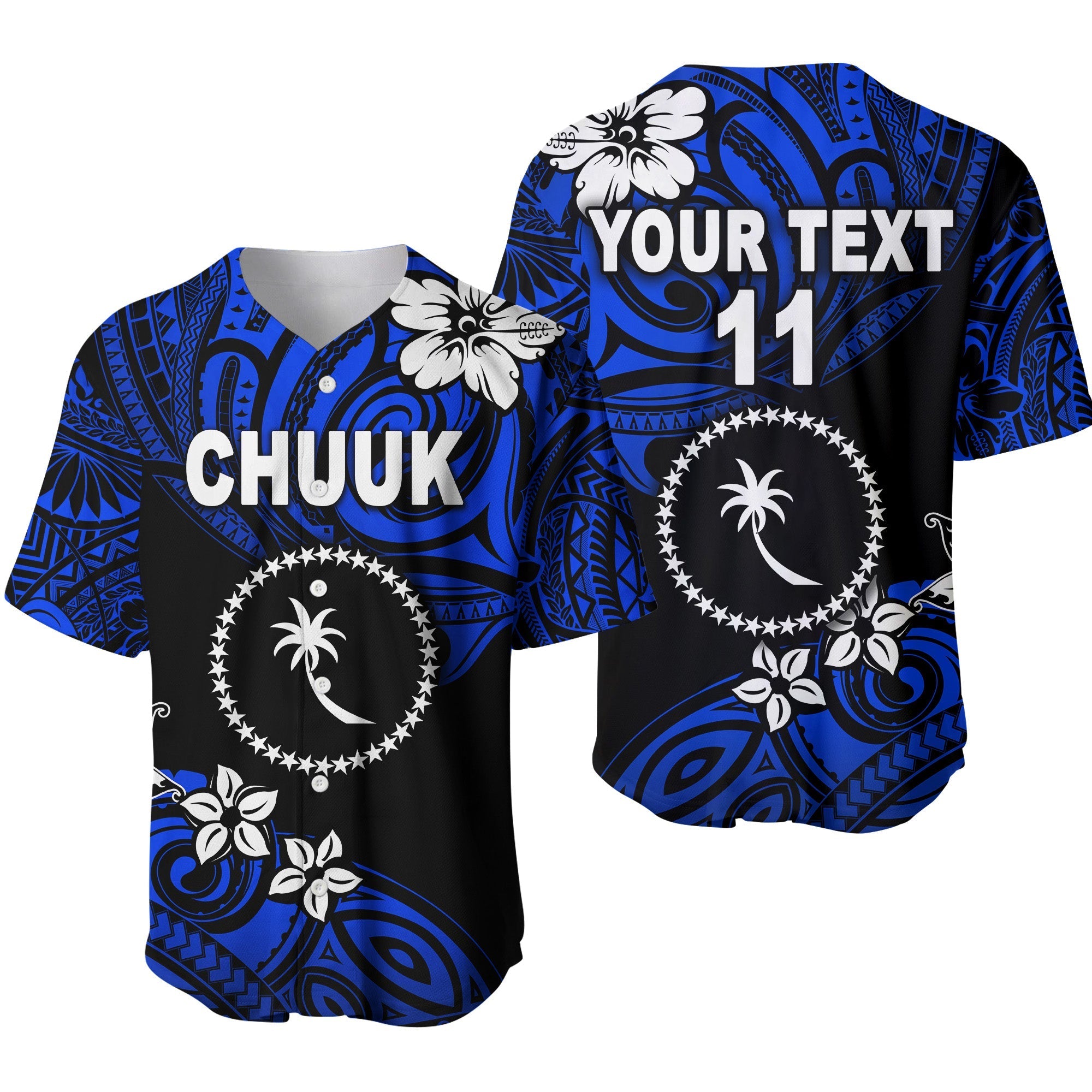 (Custom Personalised) FSM Chuuk Baseball Jersey Unique Vibes - Blue LT8 - Wonder Print Shop