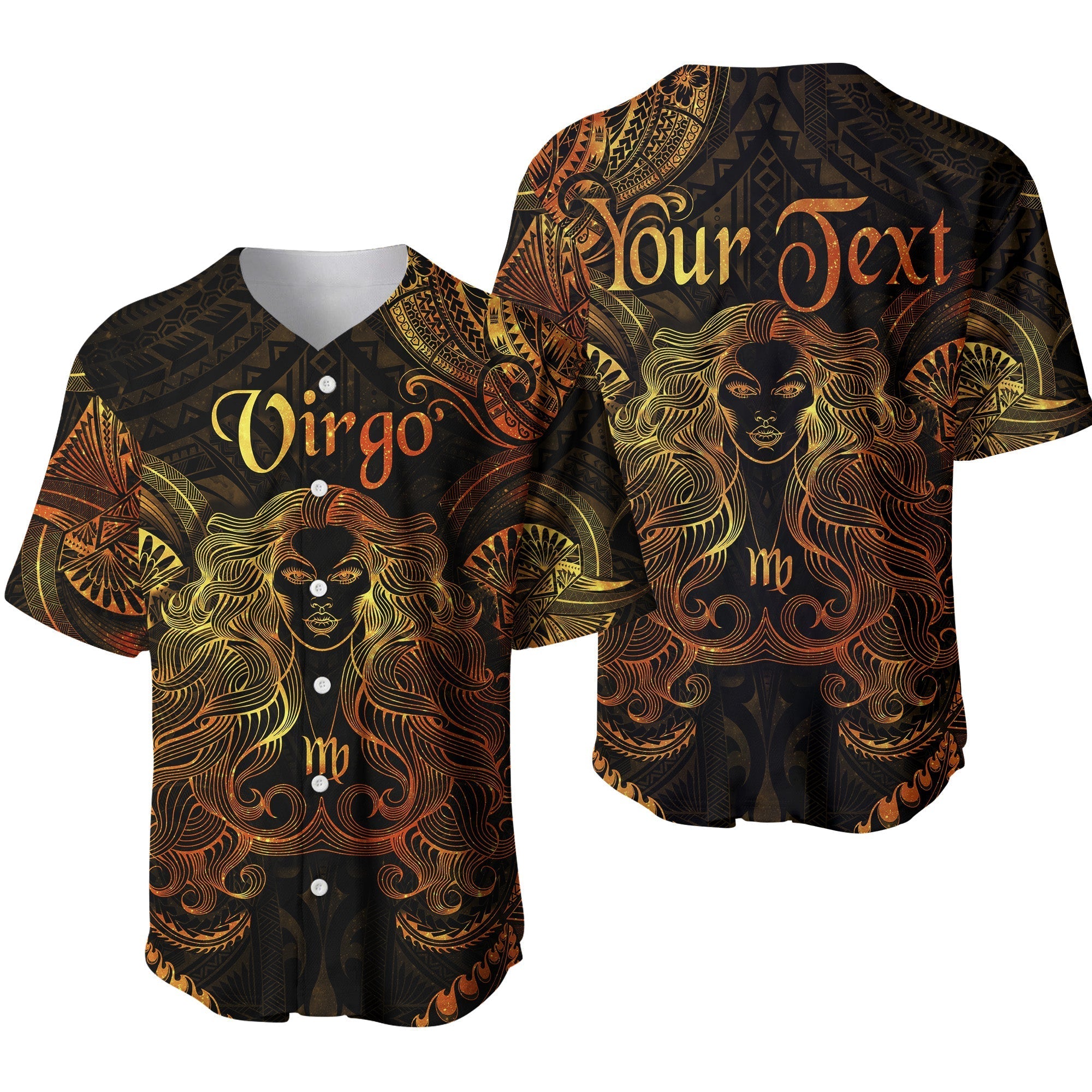 (Custom Personalised) Virgo Zodiac Polynesian Baseball Jersey Unique Style - Gold LT8 - Wonder Print Shop