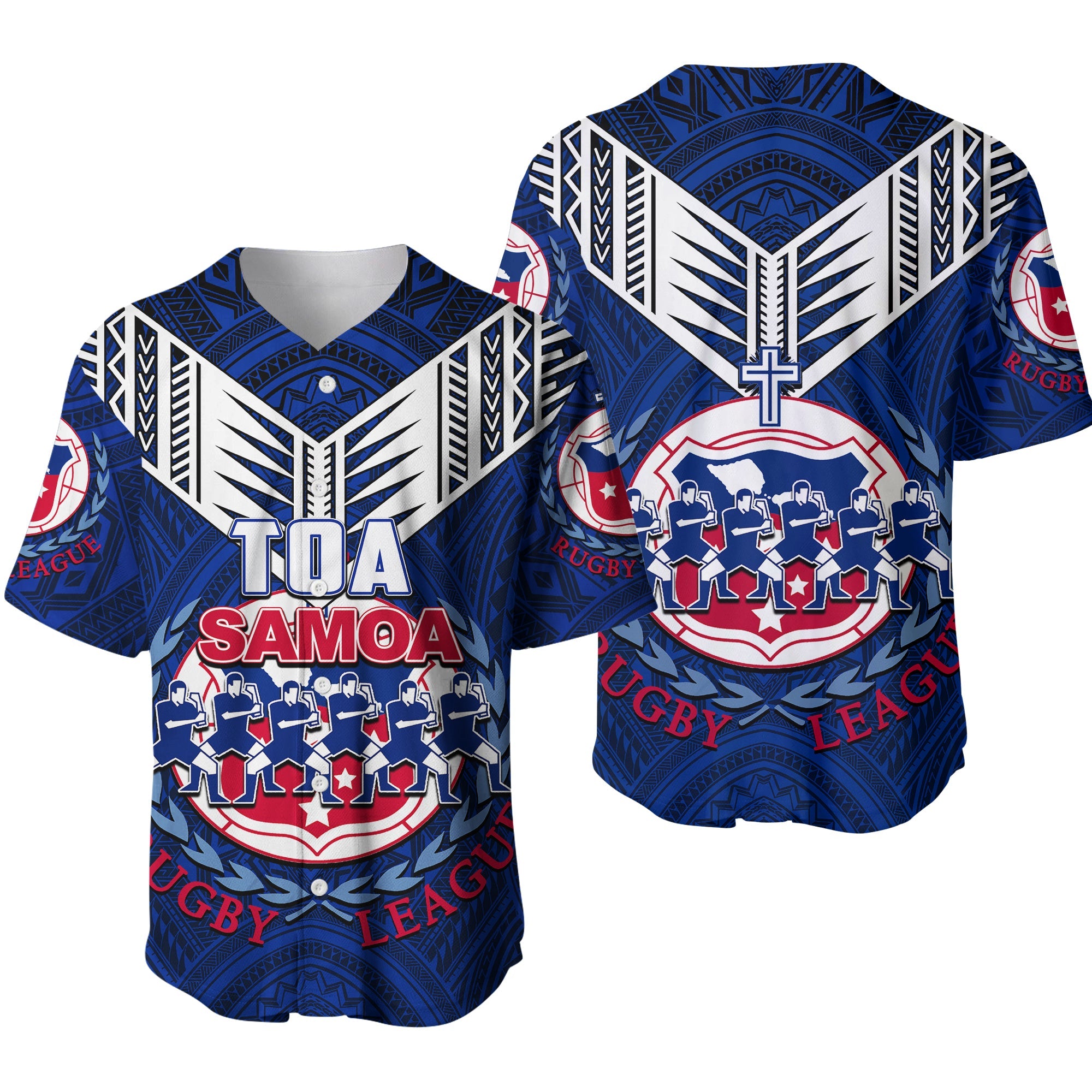 Toa Samoa Rugby Baseball Jersey Siva Tau Jersey LT6 - Wonder Print Shop