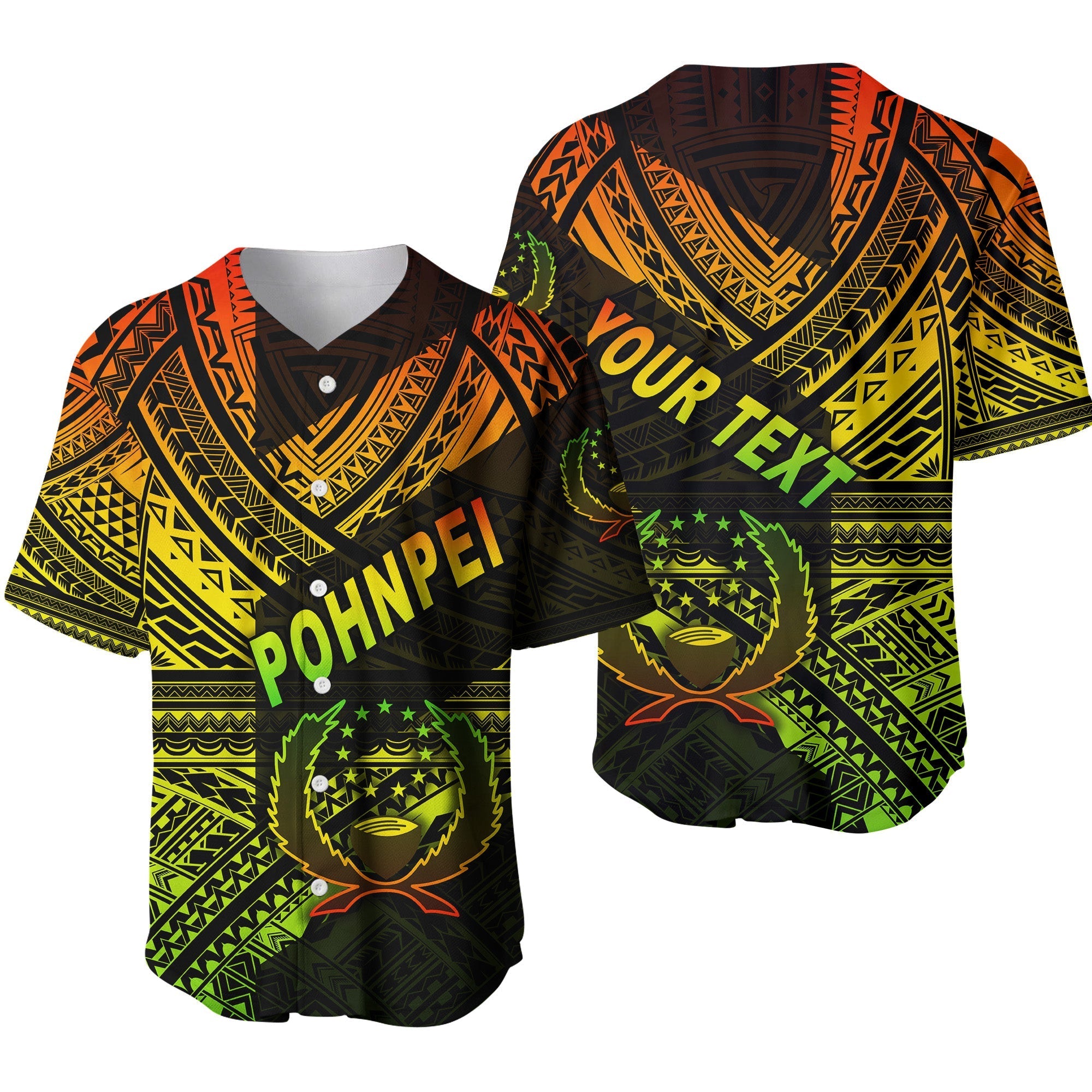 (Custom Personalised) FSM Pohnpei Baseball Jersey Original Style - Reggae LT8 - Wonder Print Shop