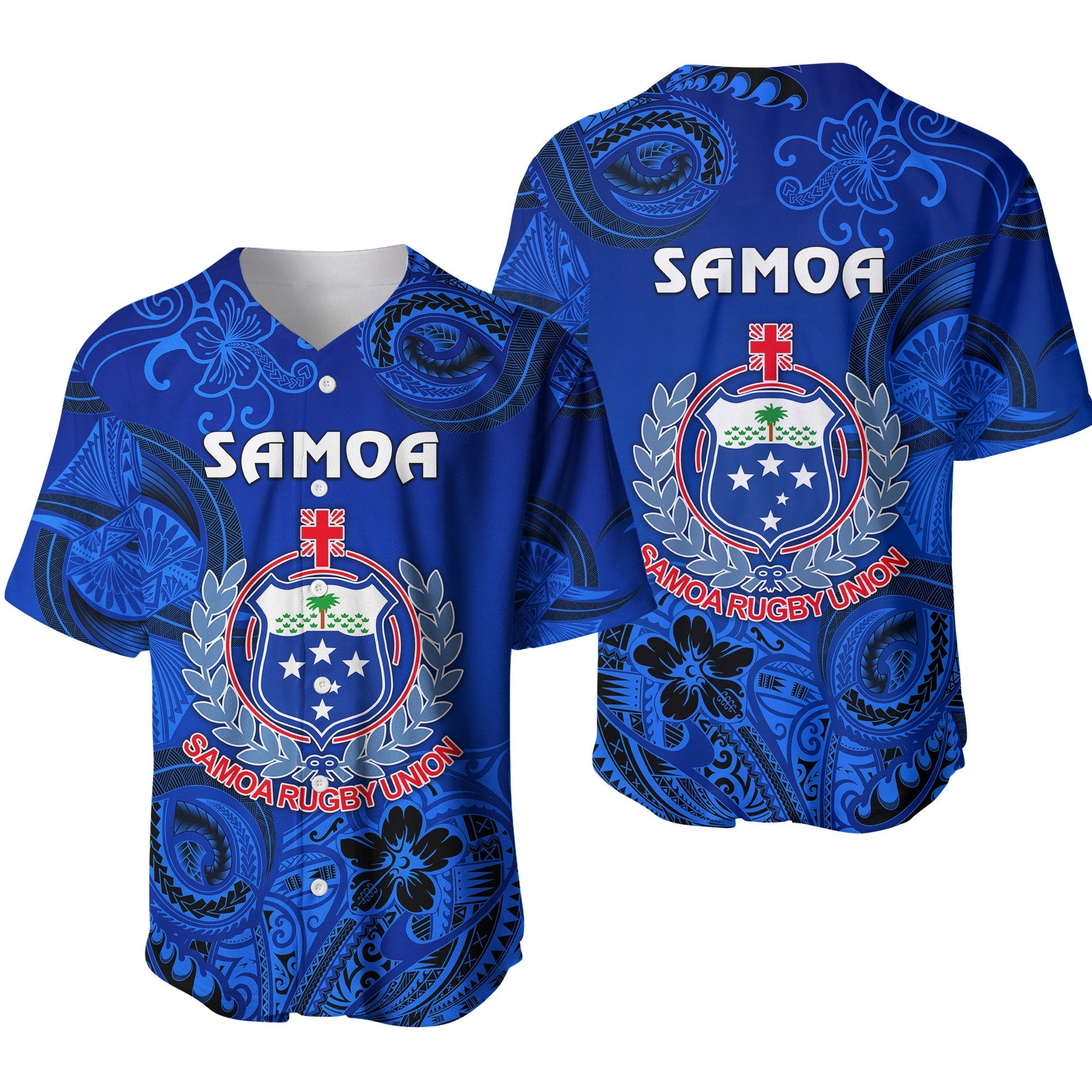 Samoa Manu Baseball Jersey Rugby Unique Style Full Blue LT8 - Wonder Print Shop