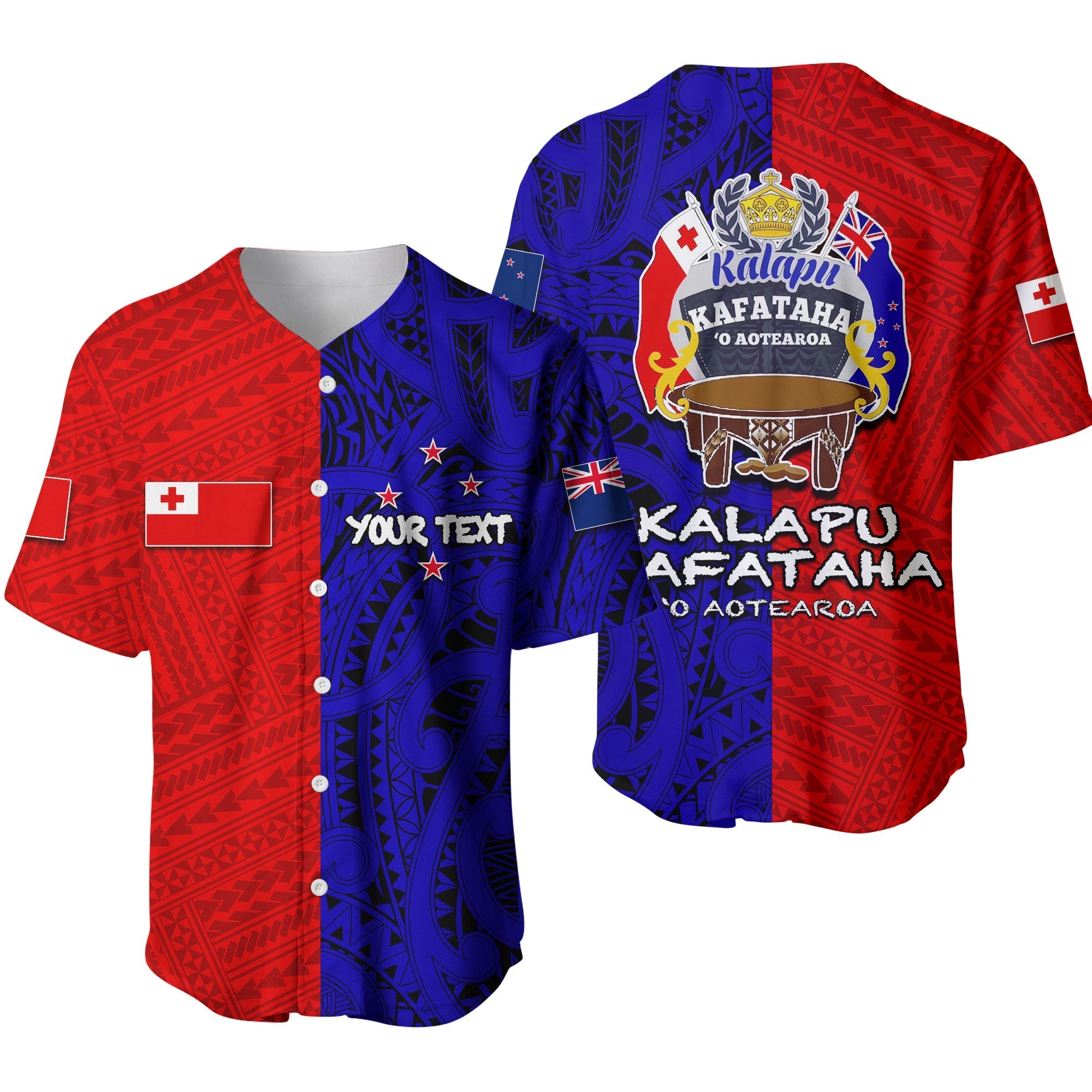 (Custom Personalised) Kalapu Kafataha O Aotearoa Baseball Jersey Half Style LT6 - Wonder Print Shop