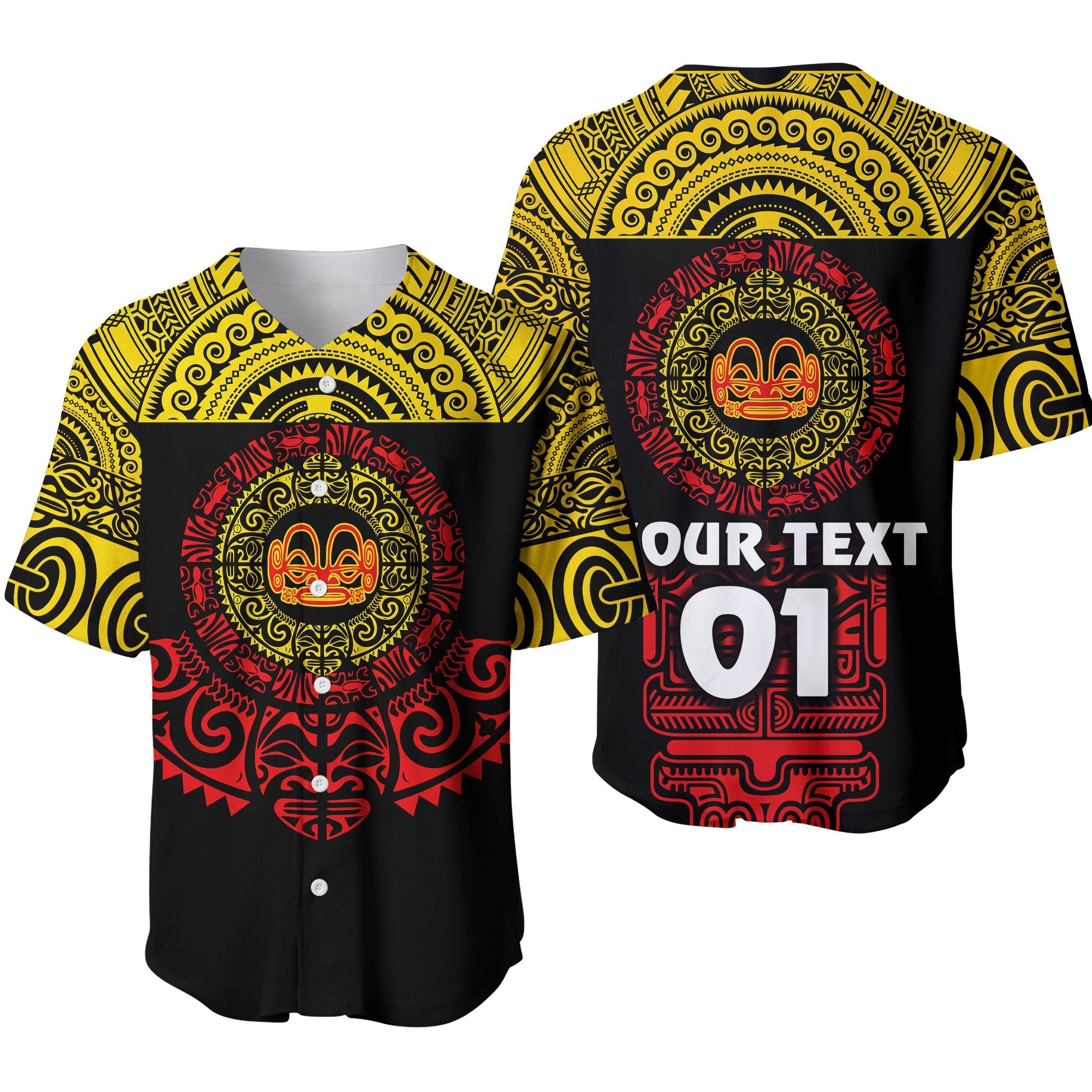 (Custom Personalised) Marquesas Islands Baseball Jersey Marquesan Tattoo Simplified Version - Yellow LT8 - Wonder Print Shop