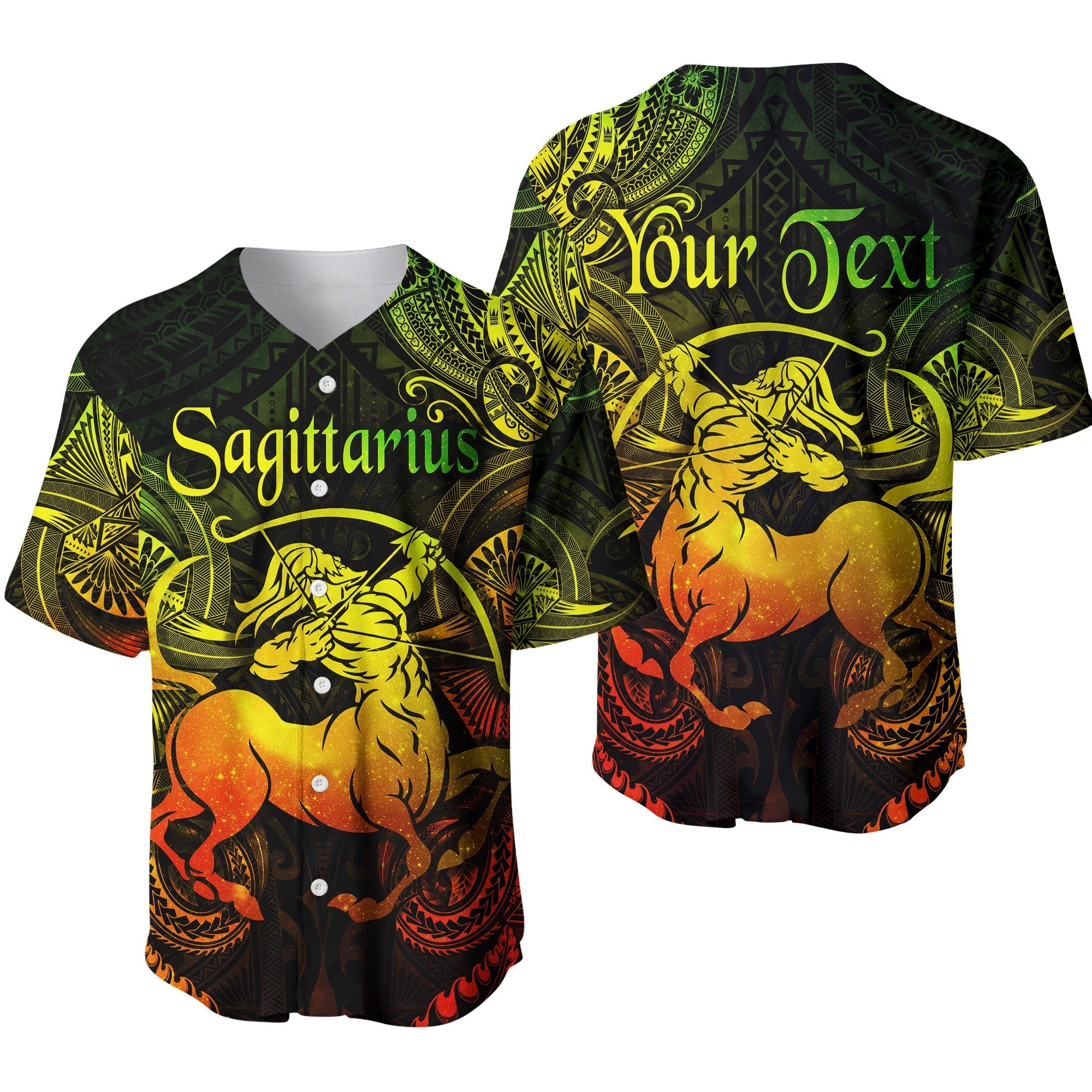 (Custom Personalised) Sagittarius Zodiac Polynesian Baseball Jersey Unique Style - Reggae LT8 - Wonder Print Shop