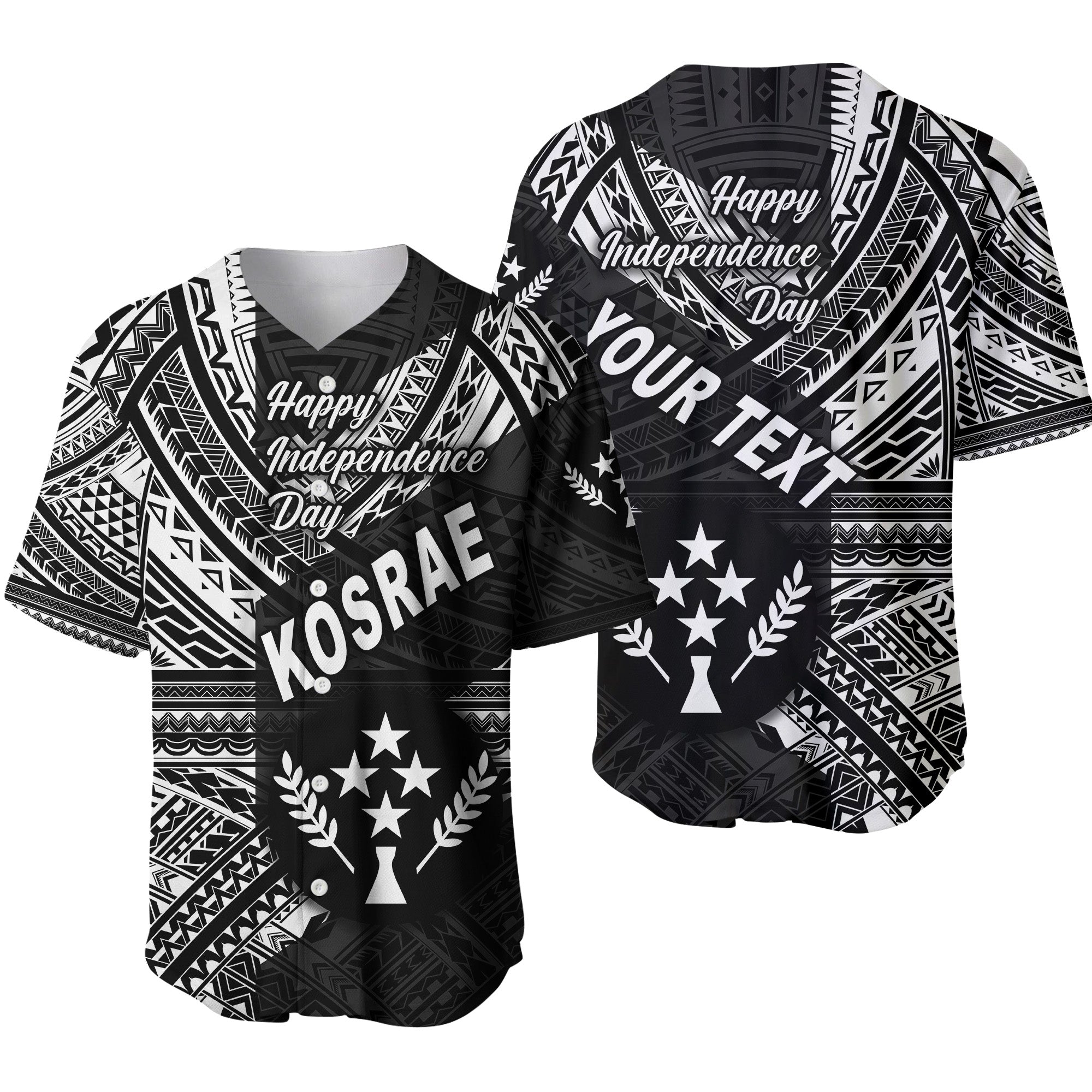 (Custom Personalised) FSM Kosrae Baseball Jersey Happy Independence Day Original Vibes - Black LT8 - Wonder Print Shop