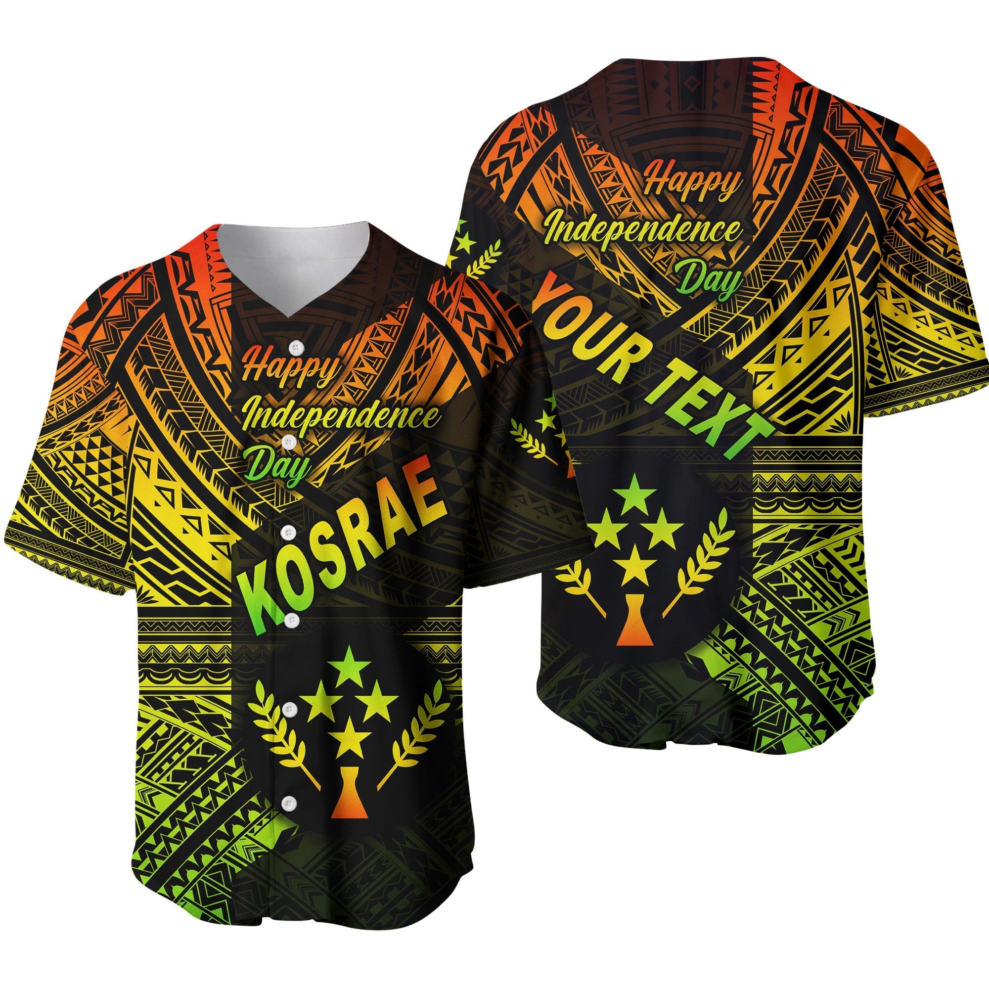 (Custom Personalised) FSM Kosrae Baseball Jersey Happy Independence Day Original Vibes - Reggae LT8 - Wonder Print Shop