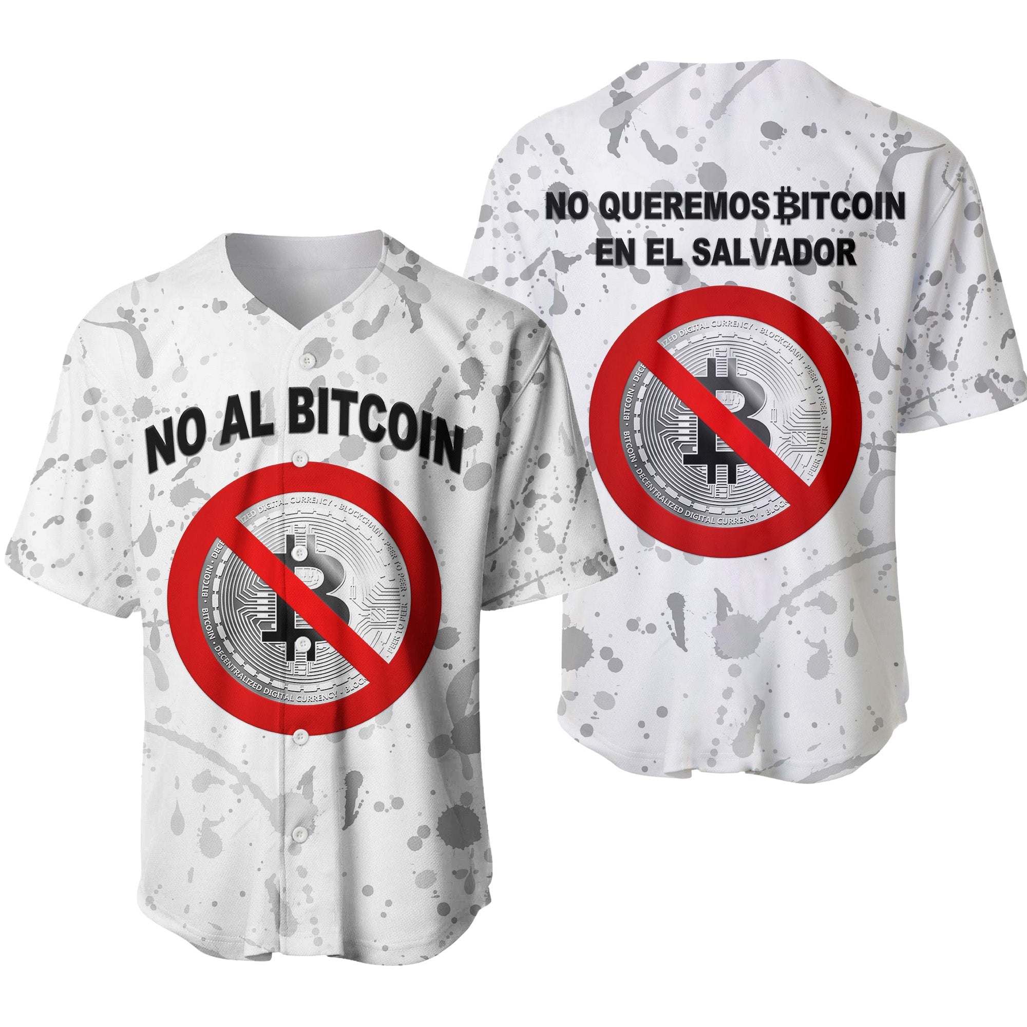 El Salvador Baseball Jersey No Al Bitcoin Art Style - White LT8 - Wonder Print Shop