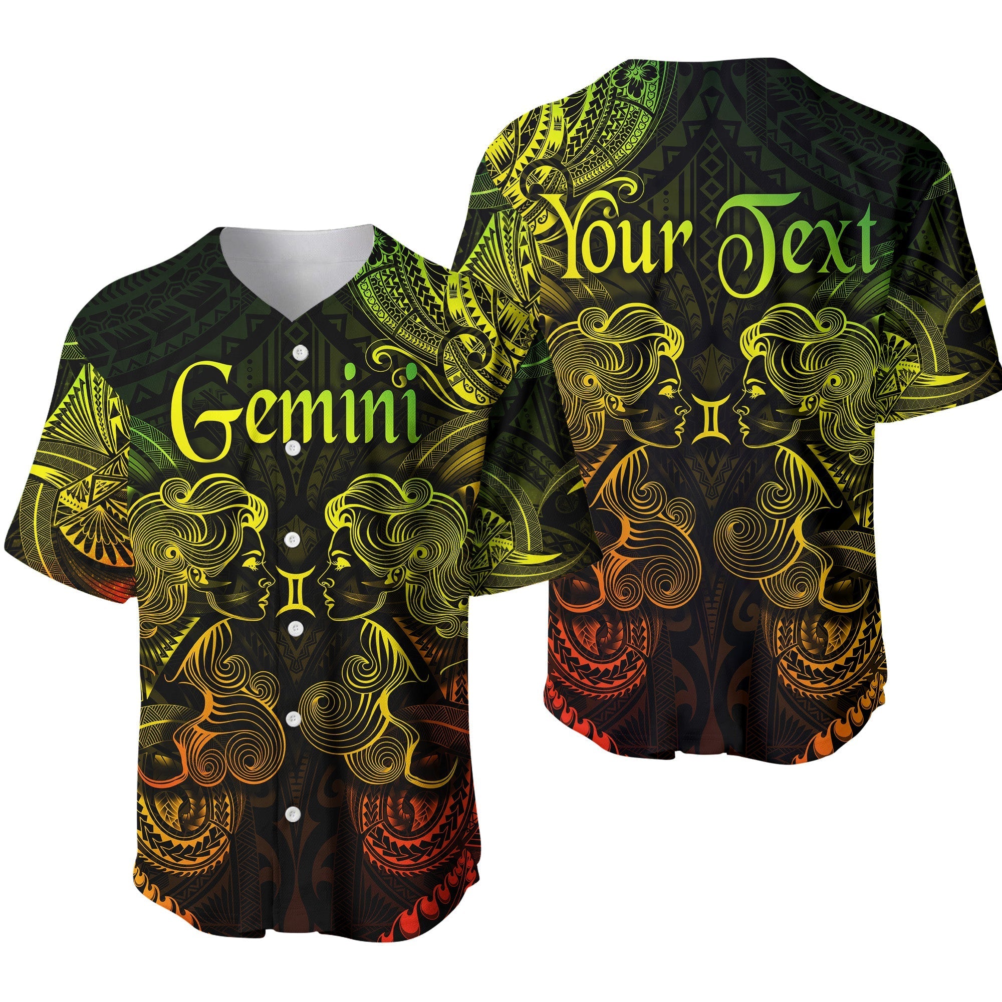 (Custom Personalised) Gemini Zodiac Polynesian Baseball Jersey Unique Style - Reggae LT8 - Wonder Print Shop