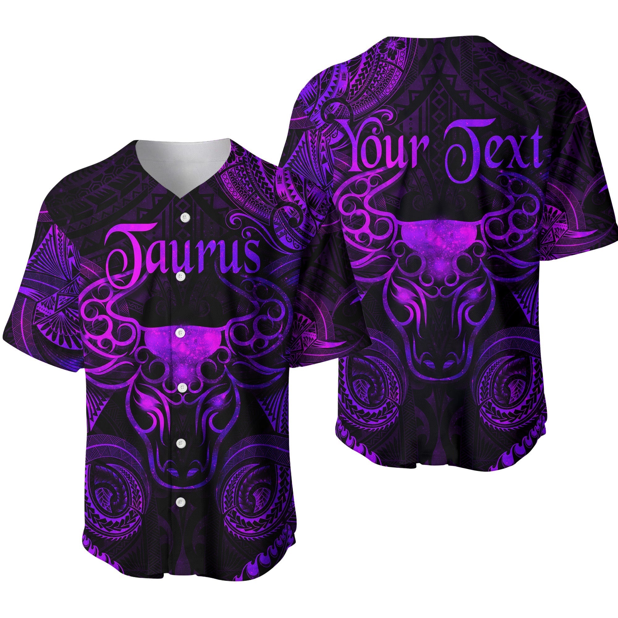 (Custom Personalised) Taurus Zodiac Polynesian Baseball Jersey Unique Style - Purple LT8 - Wonder Print Shop