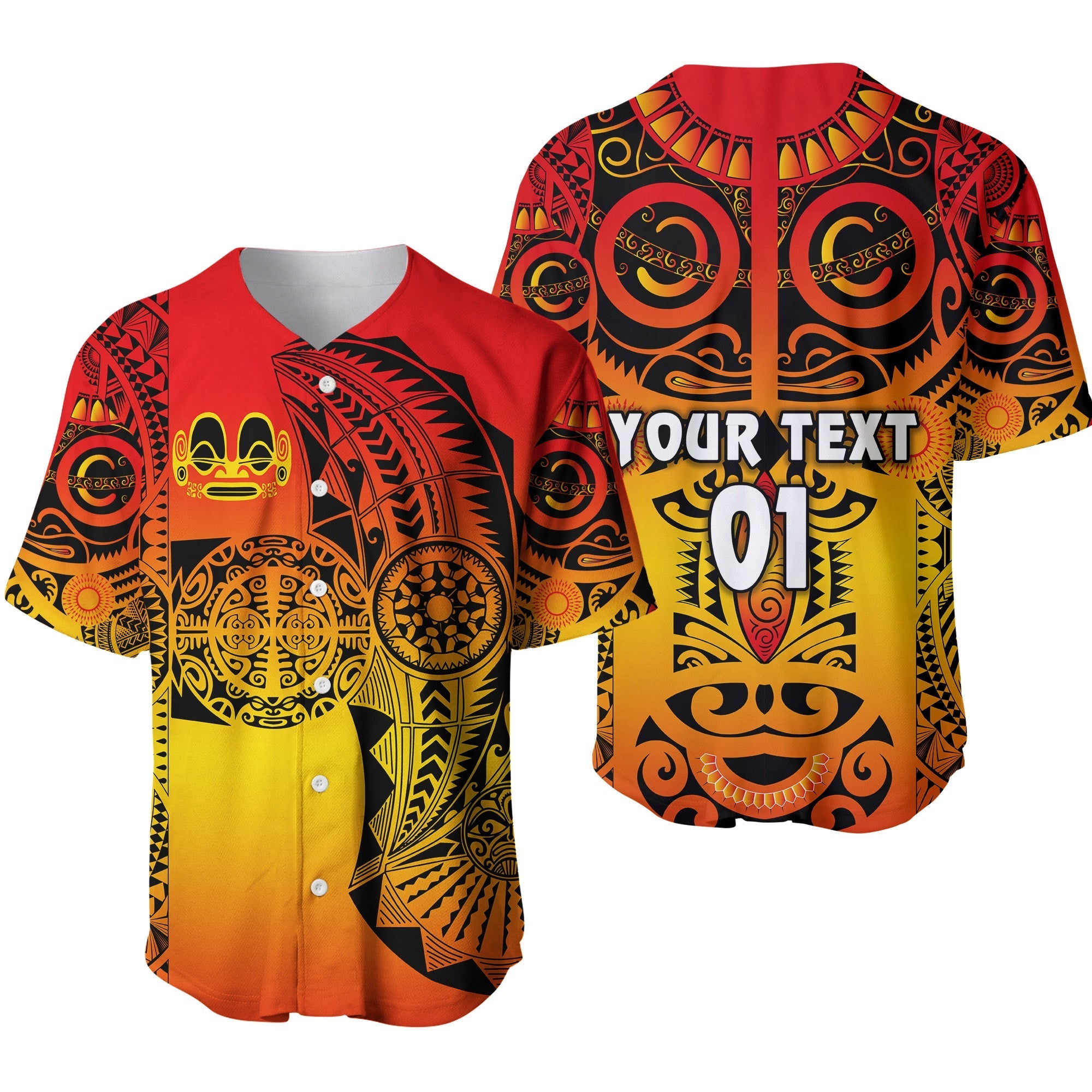 (Custom Personalised) Marquesas Islands Baseball Jersey Marquesan Tattoo Original Style - Gradient Red LT8 - Wonder Print Shop