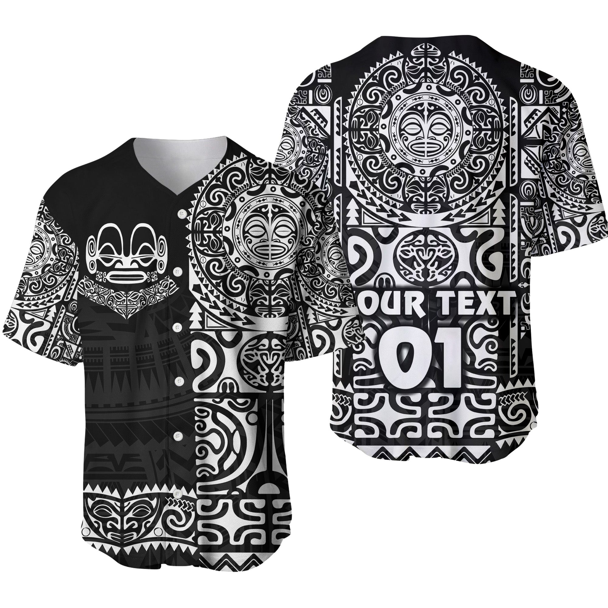 (Custom Personalised) Marquesas Islands Baseball Jersey Marquesan Tattoo Unique Style - Black LT8 - Wonder Print Shop