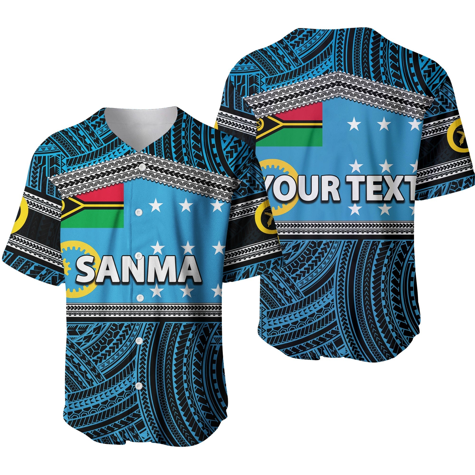 (Custom Personalised) Sanma Province Baseball Jersey Of Vanuatu Polynesian Patterns LT6 - Wonder Print Shop