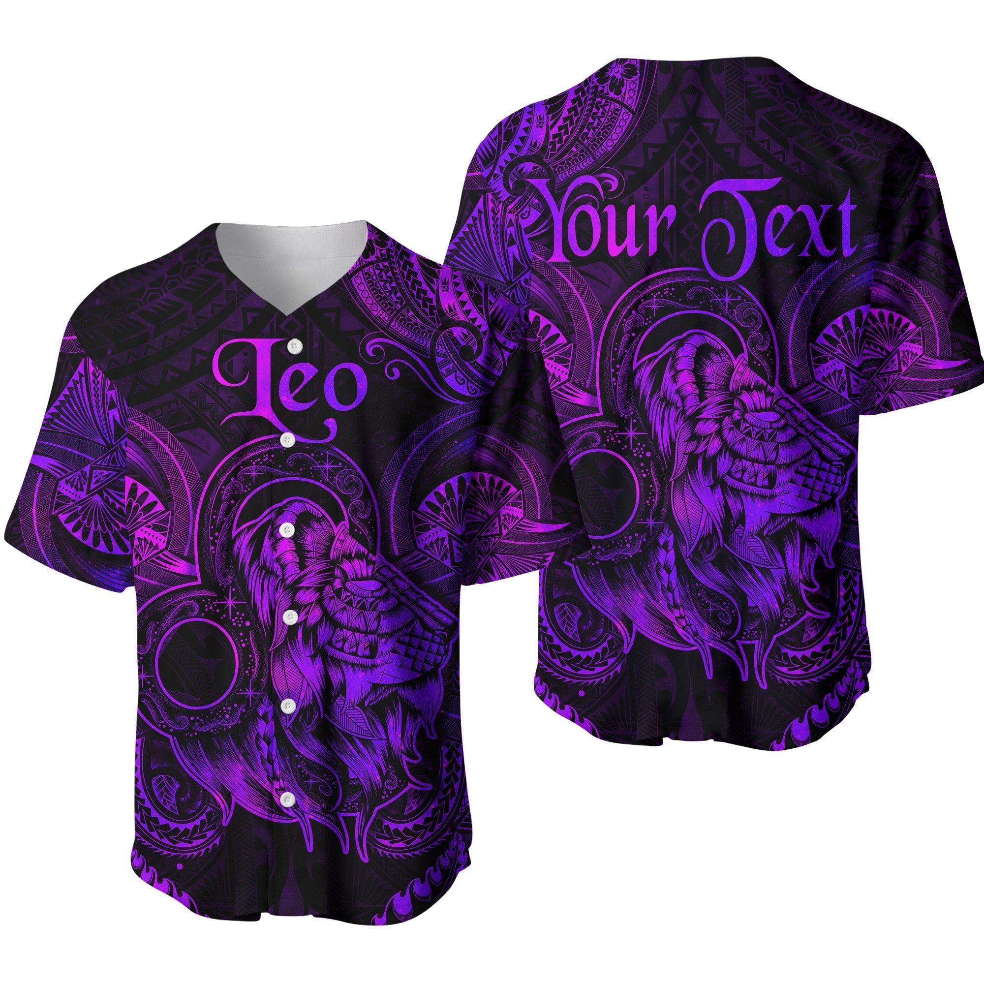 (Custom Personalised) Leo Zodiac Polynesian Baseball Jersey Unique Style - Purple LT8 - Wonder Print Shop