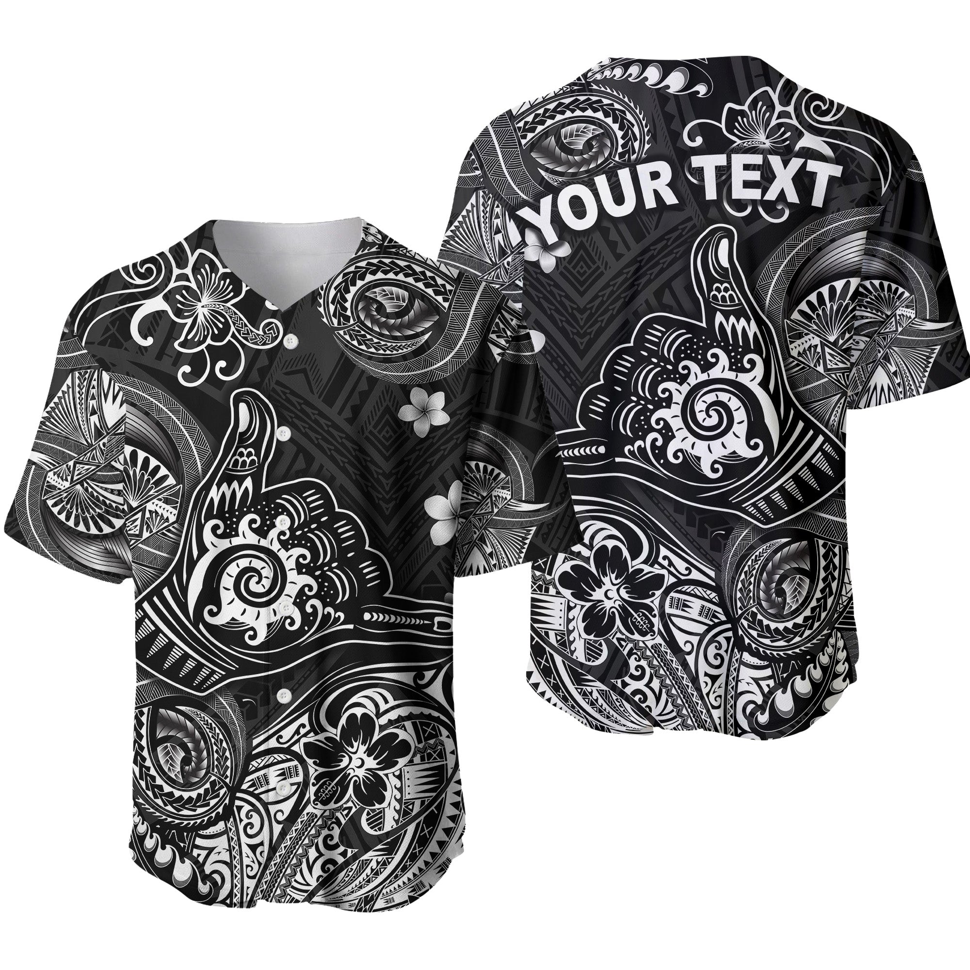 (Custom Personalised) Hawaii Shaka Polynesian Baseball Jersey Unique Style - Black LT8 - Wonder Print Shop