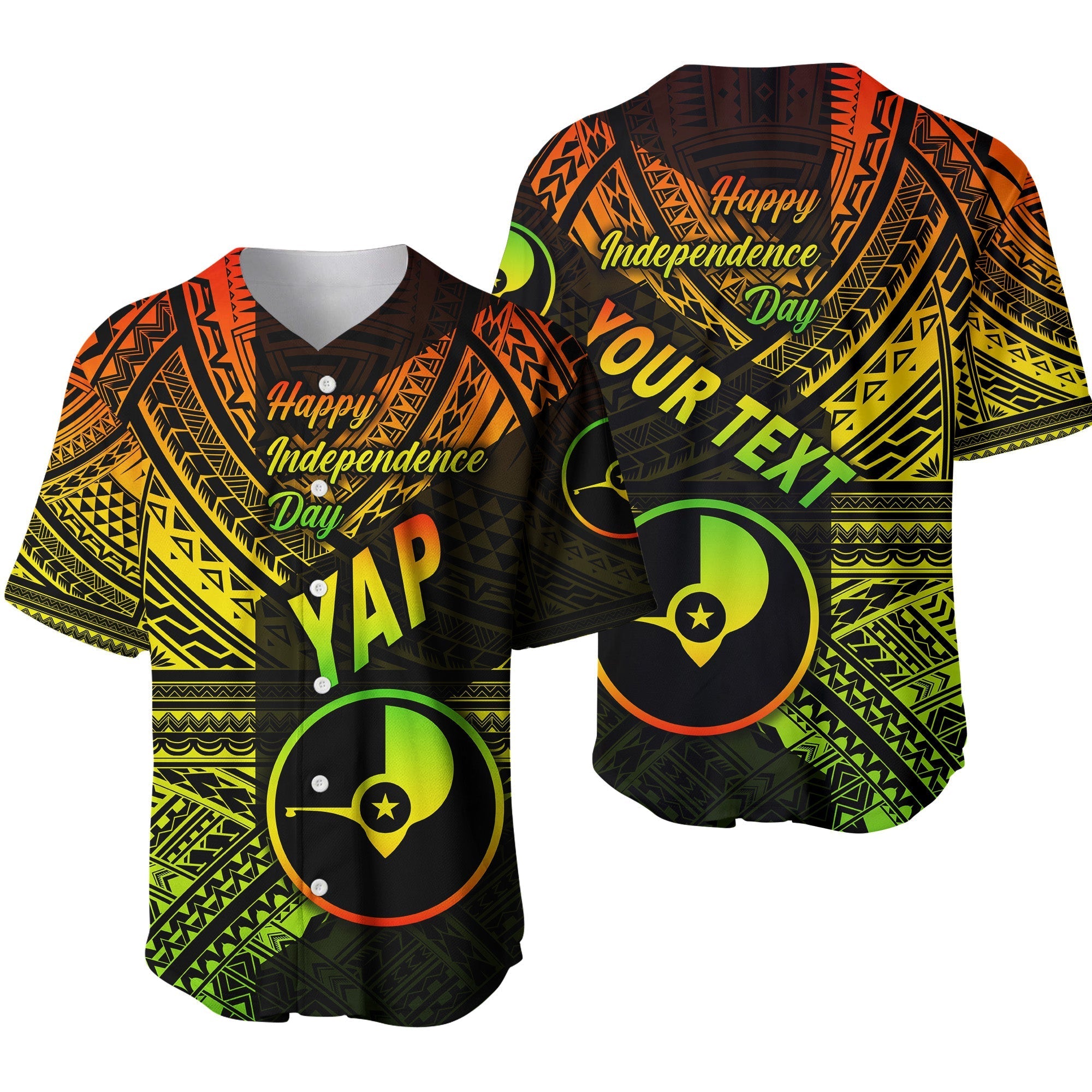 (Custom Personalised) FSM Yap Baseball Jersey Happy Independence Day Original Vibes - Reggae LT8 - Wonder Print Shop