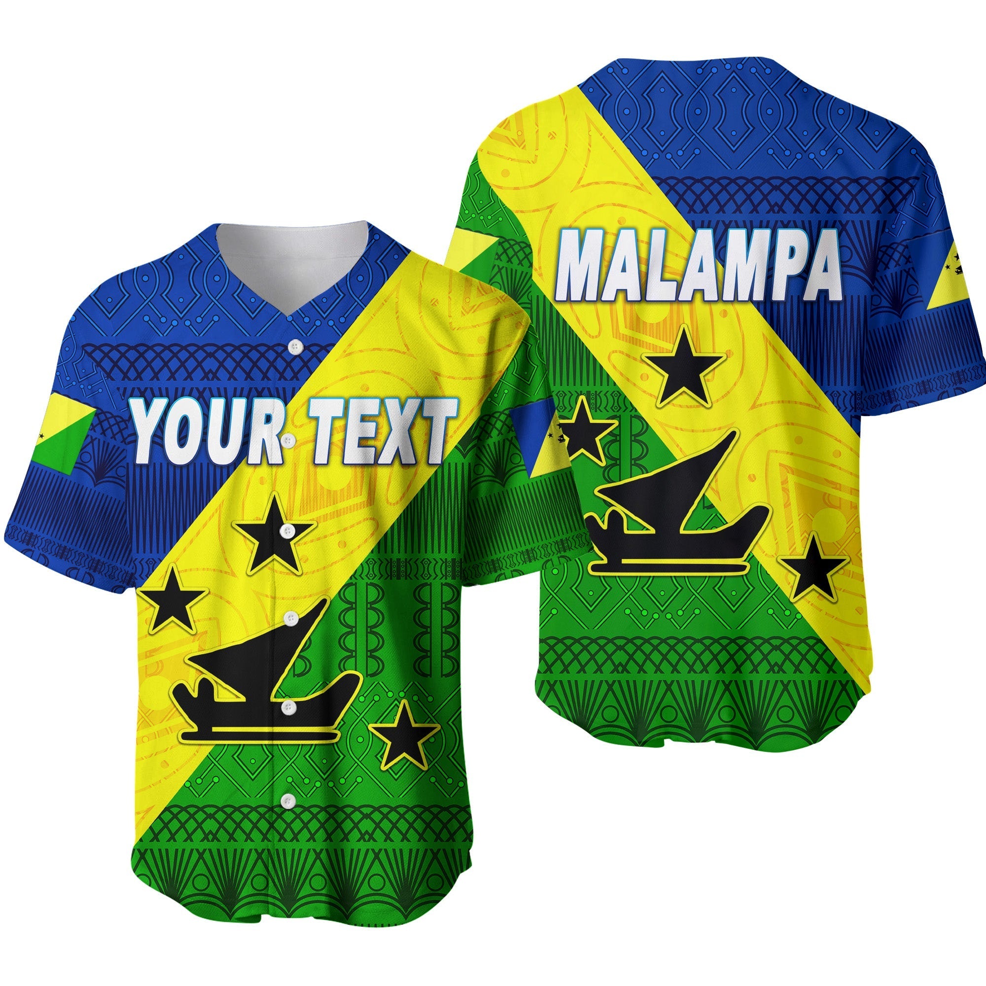 (Custom Personalised) Malampa Province Baseball Jersey Vanuatu Pattern Traditional Style LT8 - Wonder Print Shop