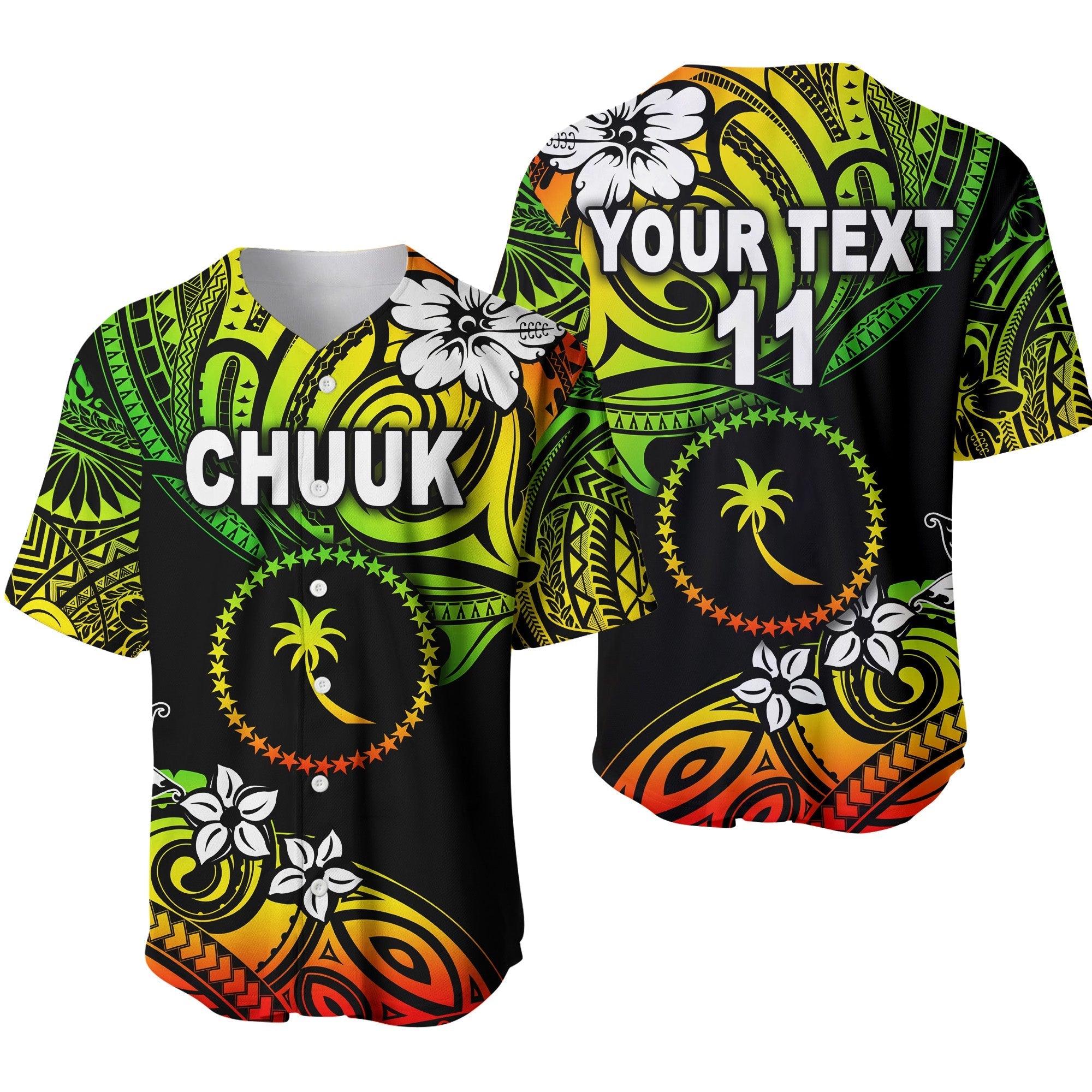 (Custom Personalised) FSM Chuuk Baseball Jersey Unique Vibes - Reggae LT8 - Wonder Print Shop