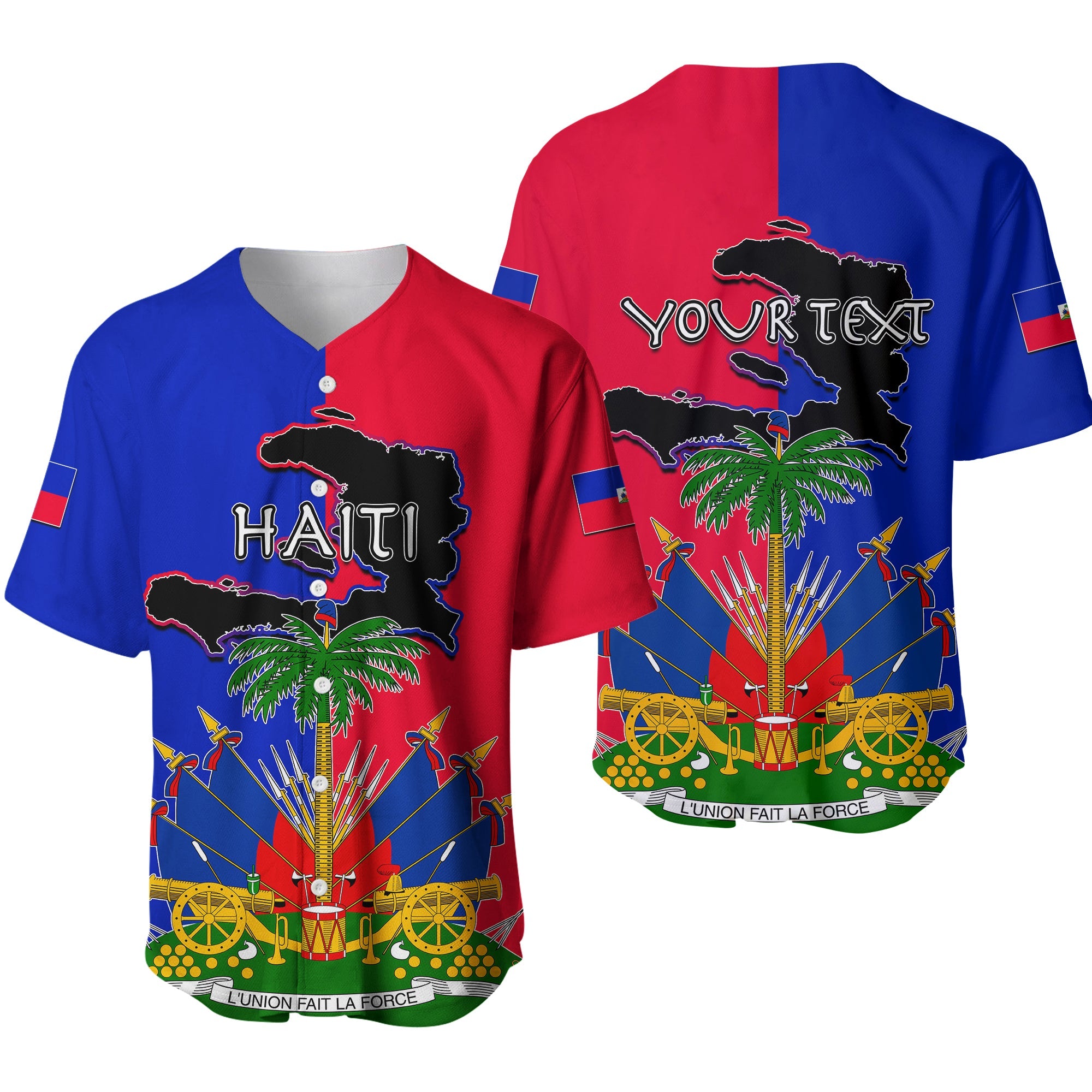 (Custom Personalised) Haiti Baseball Jersey Flag Style LT6 - Wonder Print Shop