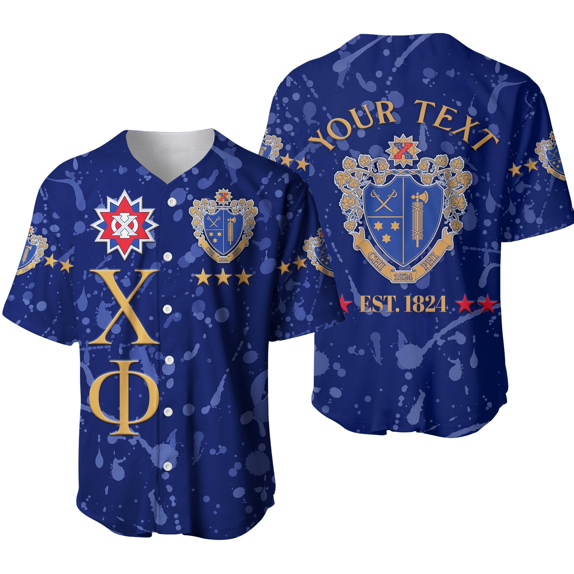 (Custom Personalised) Chi Phi Baseball Jersey Simple Style Blue LT8 - Wonder Print Shop