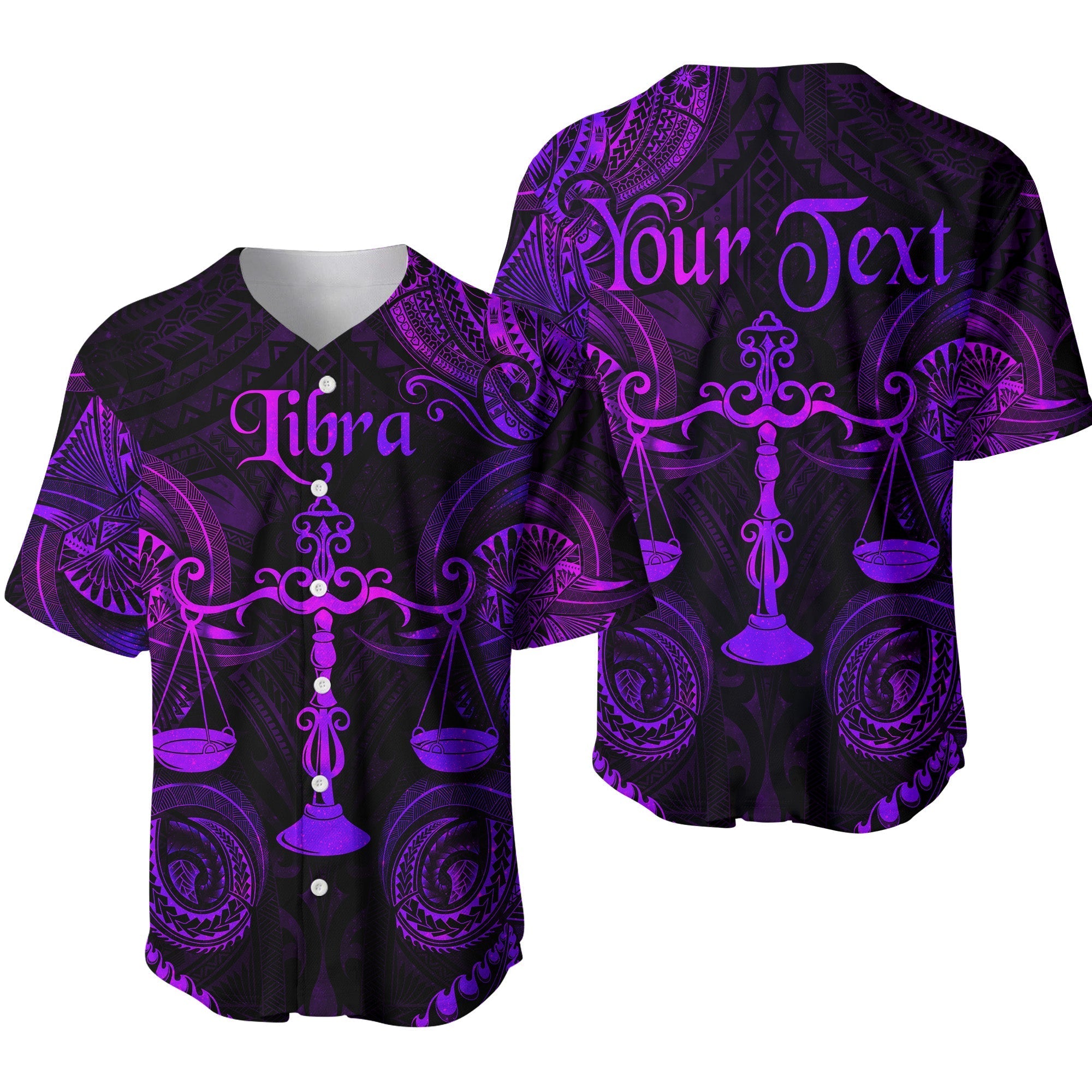 (Custom Personalised) Libra Zodiac Polynesian Baseball Jersey Unique Style - Purple LT8 - Wonder Print Shop