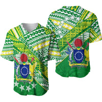Green Cook Islands baseball jersey front and back, breathable LT13 with crest graphic