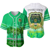 Green baseball jersey with white trim: front/back crest, your text, class of 2013