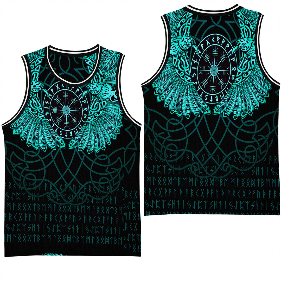 Viking Clothing Viking Odin's Celtic Two Ravens Cyan Version Baseball Jersey RLT12 - Wonder Print Shop