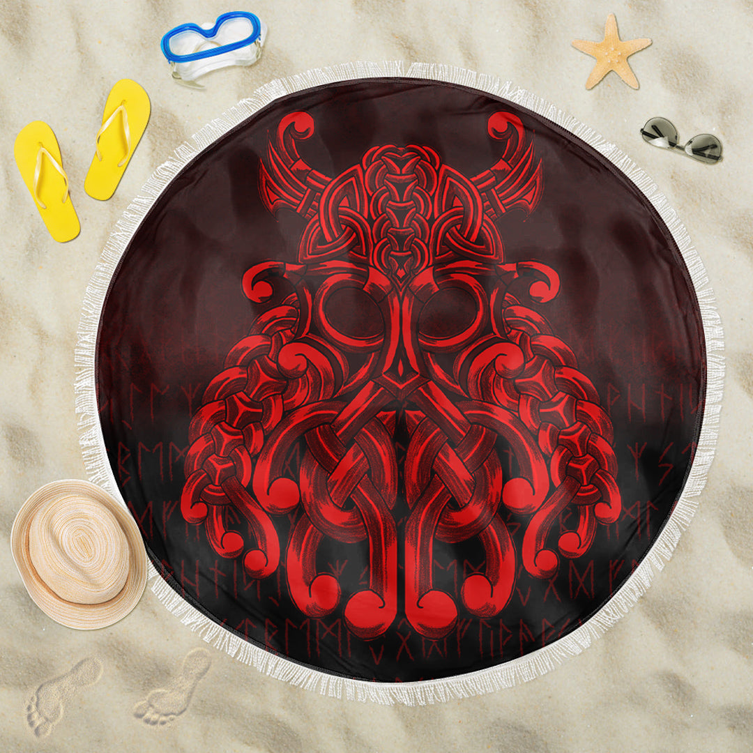 Viking Beach Blanket Vikings Odin Valhalla Red Version Beach Blanket RLT12 - Wonder Print Shop