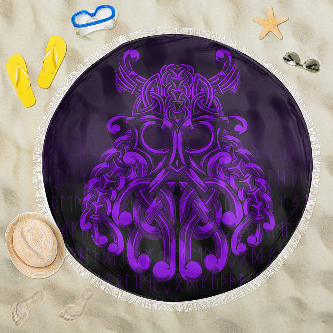 Viking Beach Blanket Vikings Odin Valhalla Purple Version Beach Blanket RLT12 - Wonder Print Shop