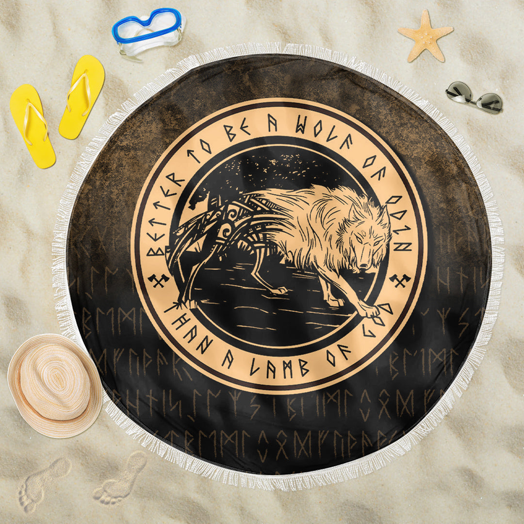 Wonder Print Shop Beach Blanket - Wolf Of Odin - Gold Version Beach Blanket RLT12 - Wonder Print Shop