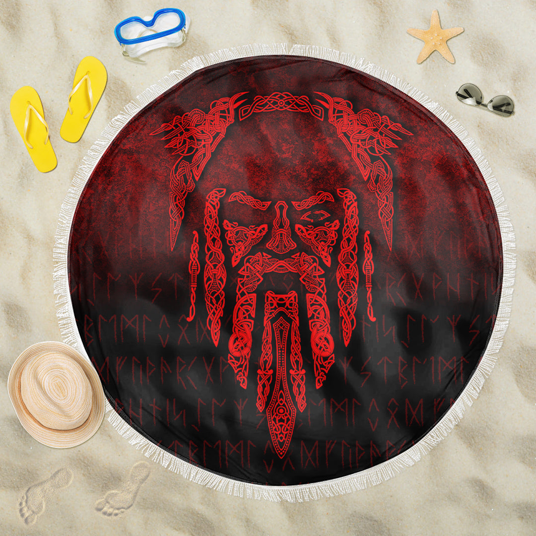 Viking Beach Blanket Eye of Odin Red Version Beach Blanket RLT12 - Wonder Print Shop