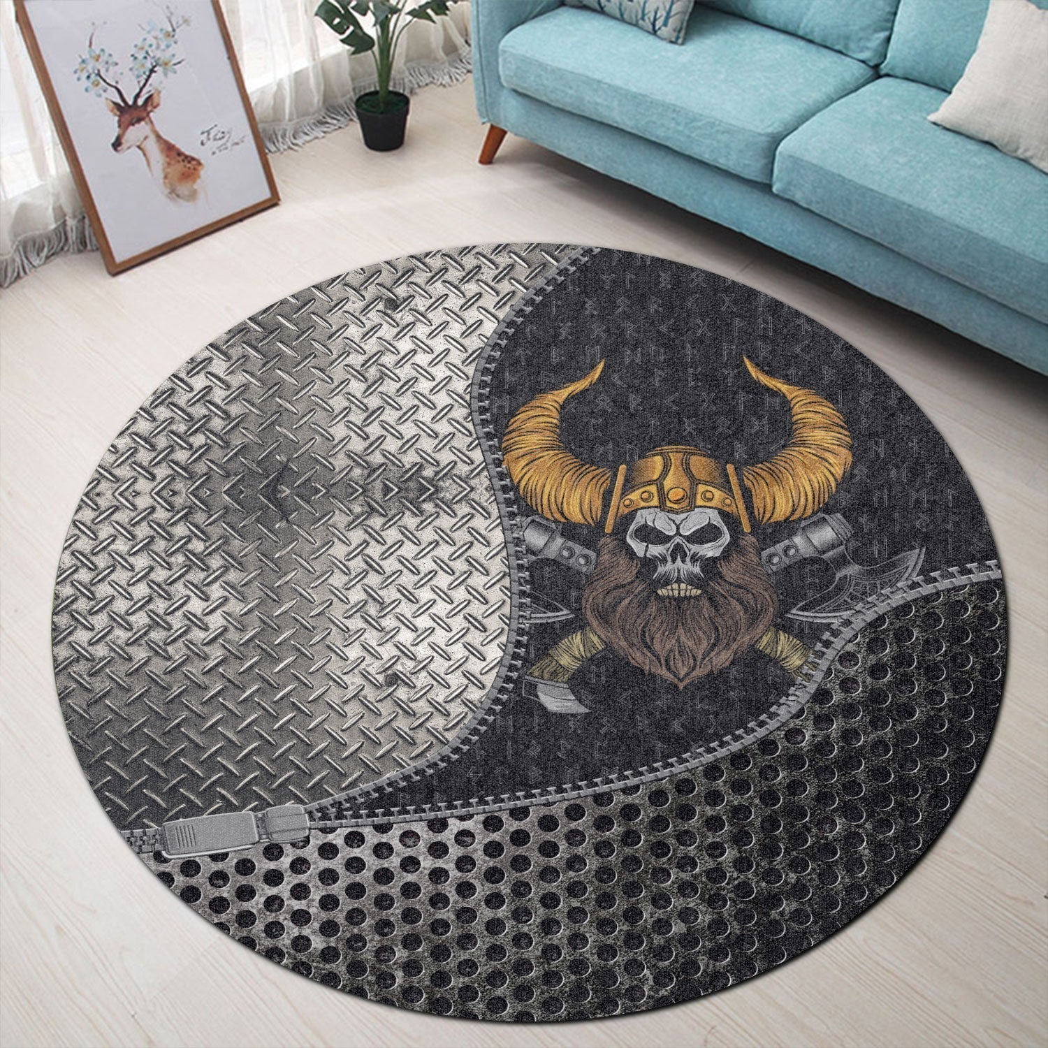 viking-carpet-beard-skull-cross-axes-round-carpet