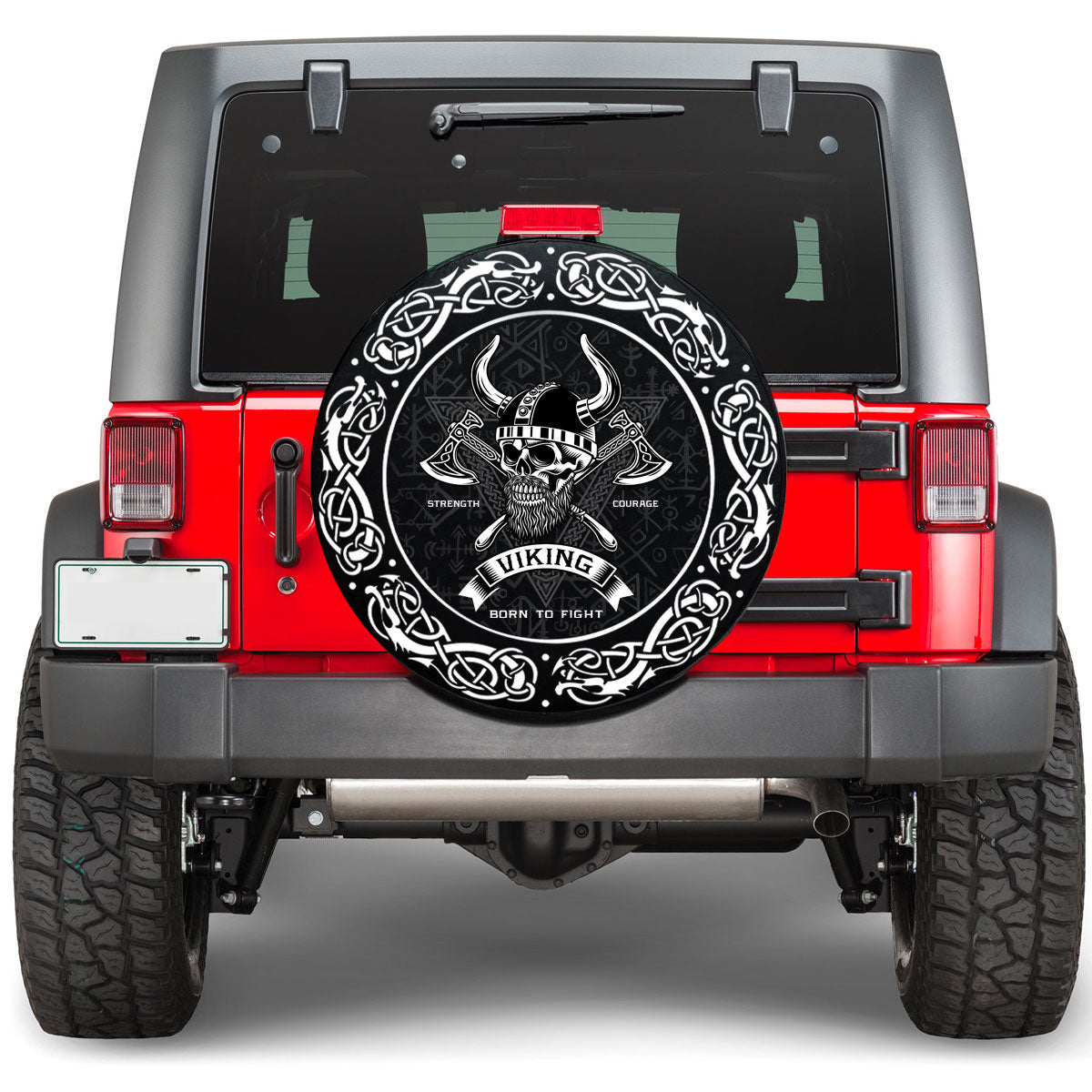 Viking Bearded Warrior Skull With Crossed Axes Viking Spare Tire Cover RLT12 - Wonder Print Shop