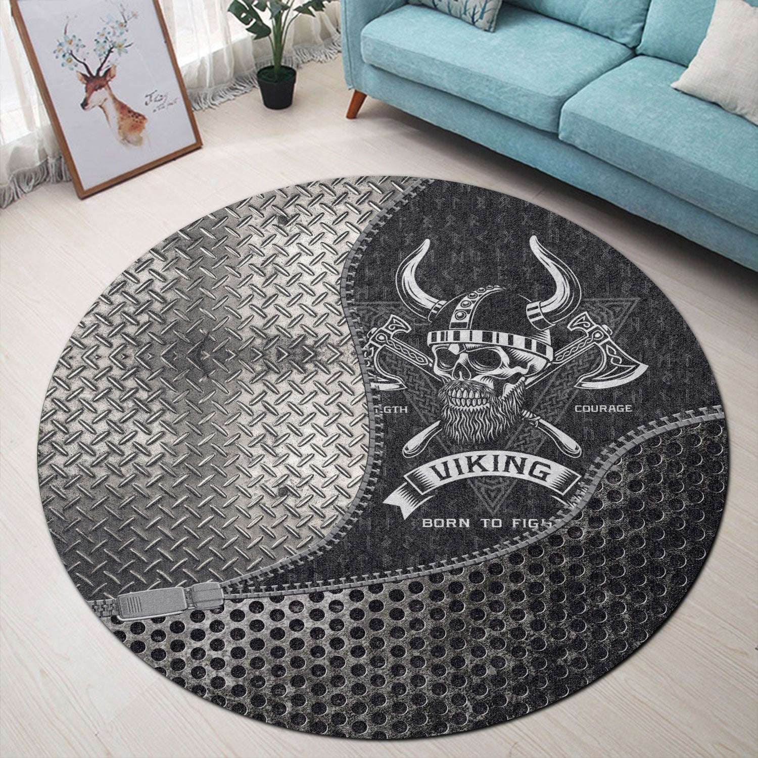 viking-carpet-bearded-warrior-skull-with-crossed-axes-round-carpet