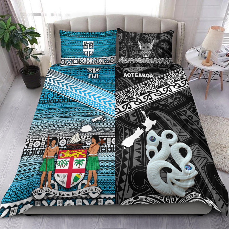 New Zealand and Fiji Bedding Set Together Black LT8 - Wonder Print Shop