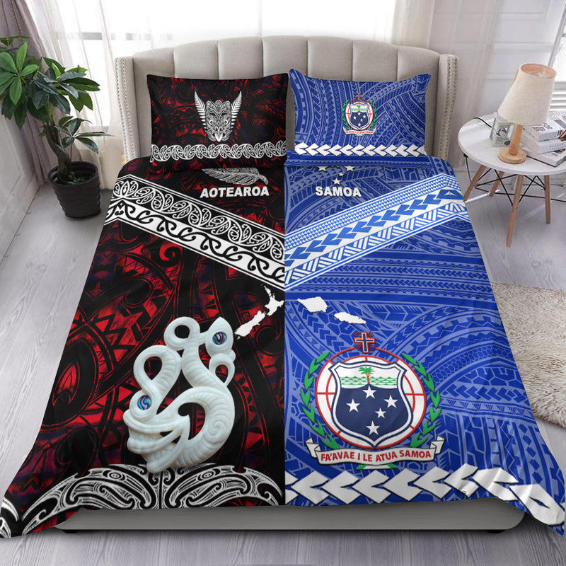 New Zealand and Samoa Bedding Set Together Red LT8 - Wonder Print Shop