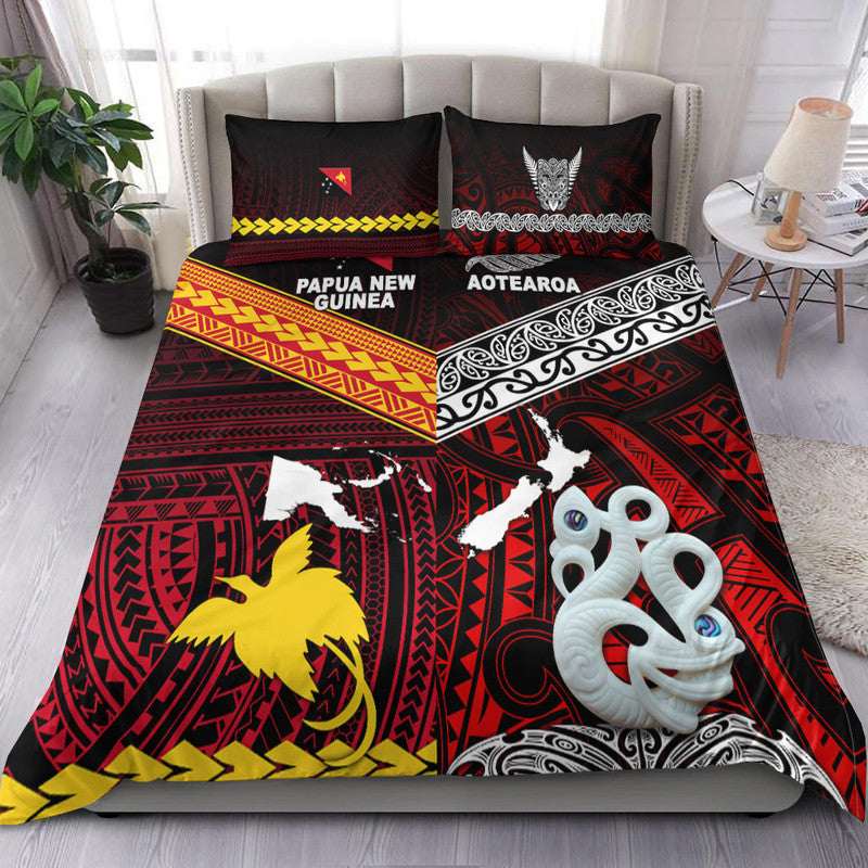 New Zealand and Papua New Guinea Bedding Set Together Red LT8 - Wonder Print Shop