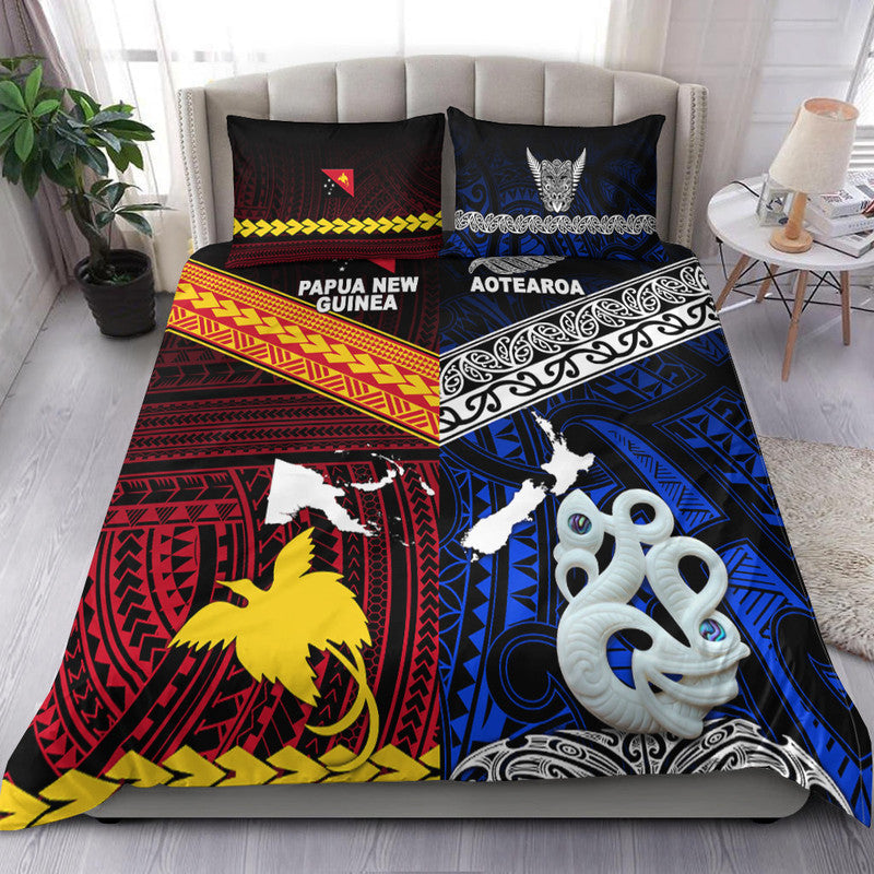 New Zealand and Papua New Guinea Bedding Set Together Blue LT8 - Wonder Print Shop