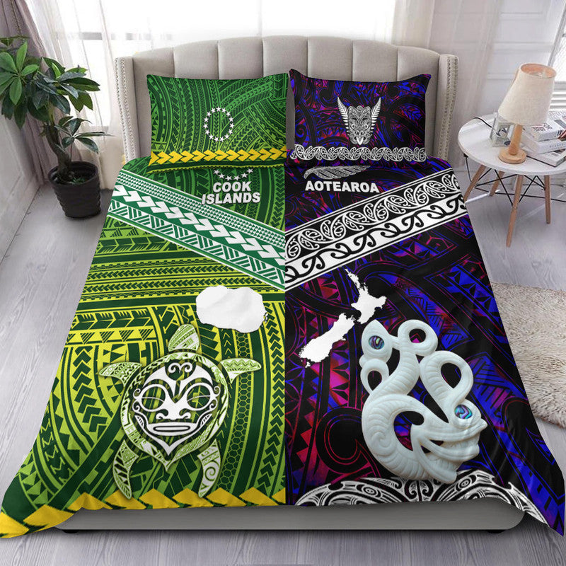 New Zealand and Cook Islands Bedding Set Together Purple LT8 - Wonder Print Shop