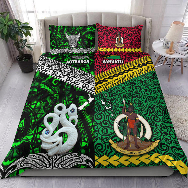 New Zealand and Vanuatu Bedding Set Together Green LT8 - Wonder Print Shop