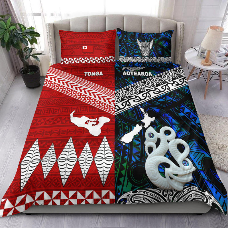 New Zealand and Tonga Bedding Set Together Blue LT8 - Wonder Print Shop