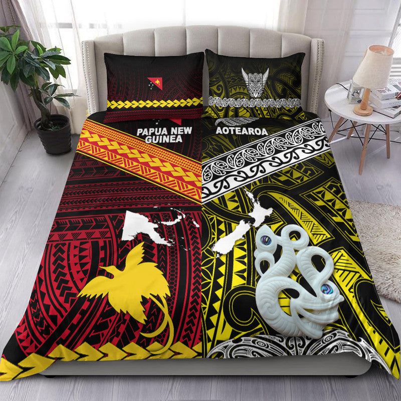 New Zealand and Papua New Guinea Bedding Set Together Yellow LT8 - Wonder Print Shop